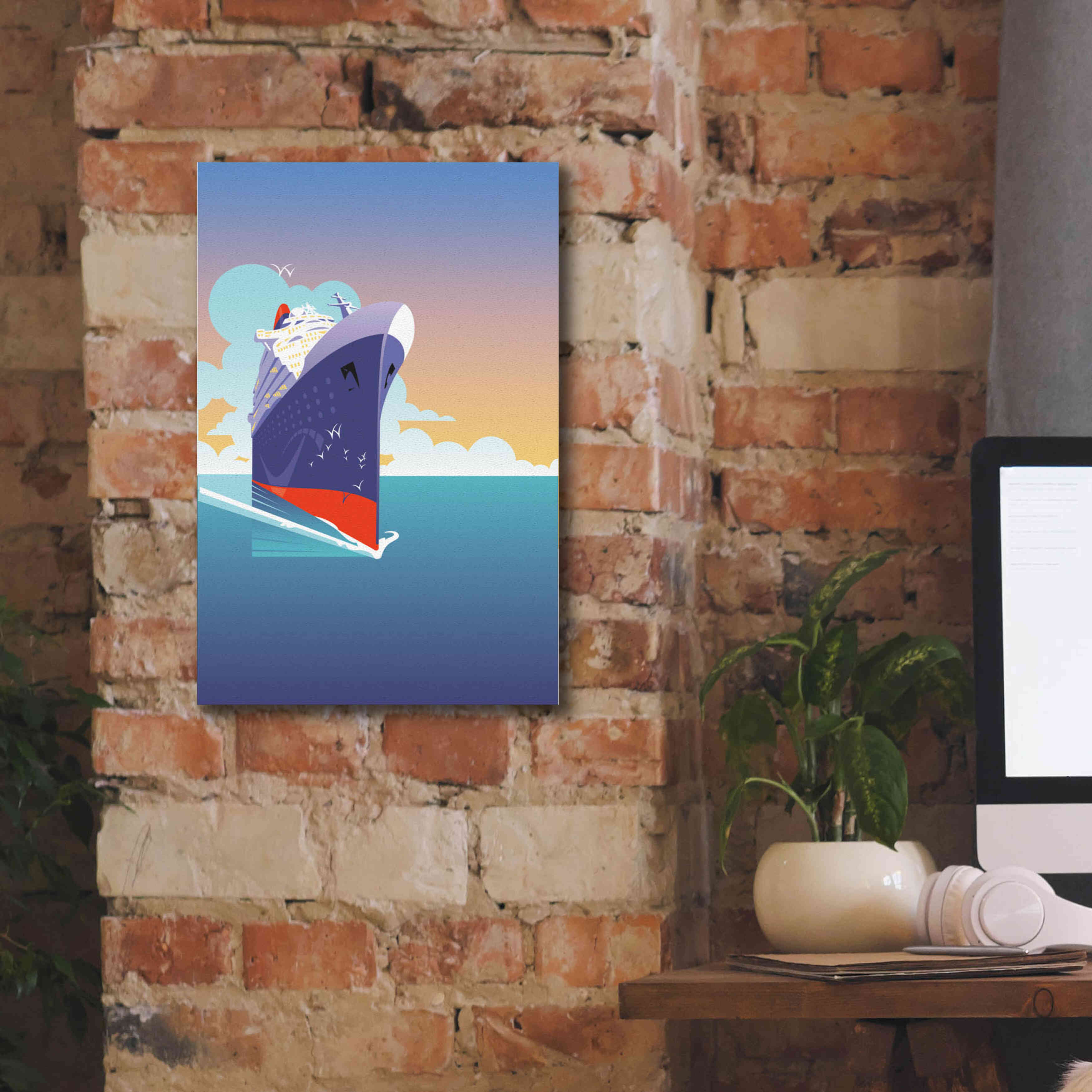 'Liner Blue Skies' by David Chestnutt, Giclee Canvas Wall Art,12 x 18