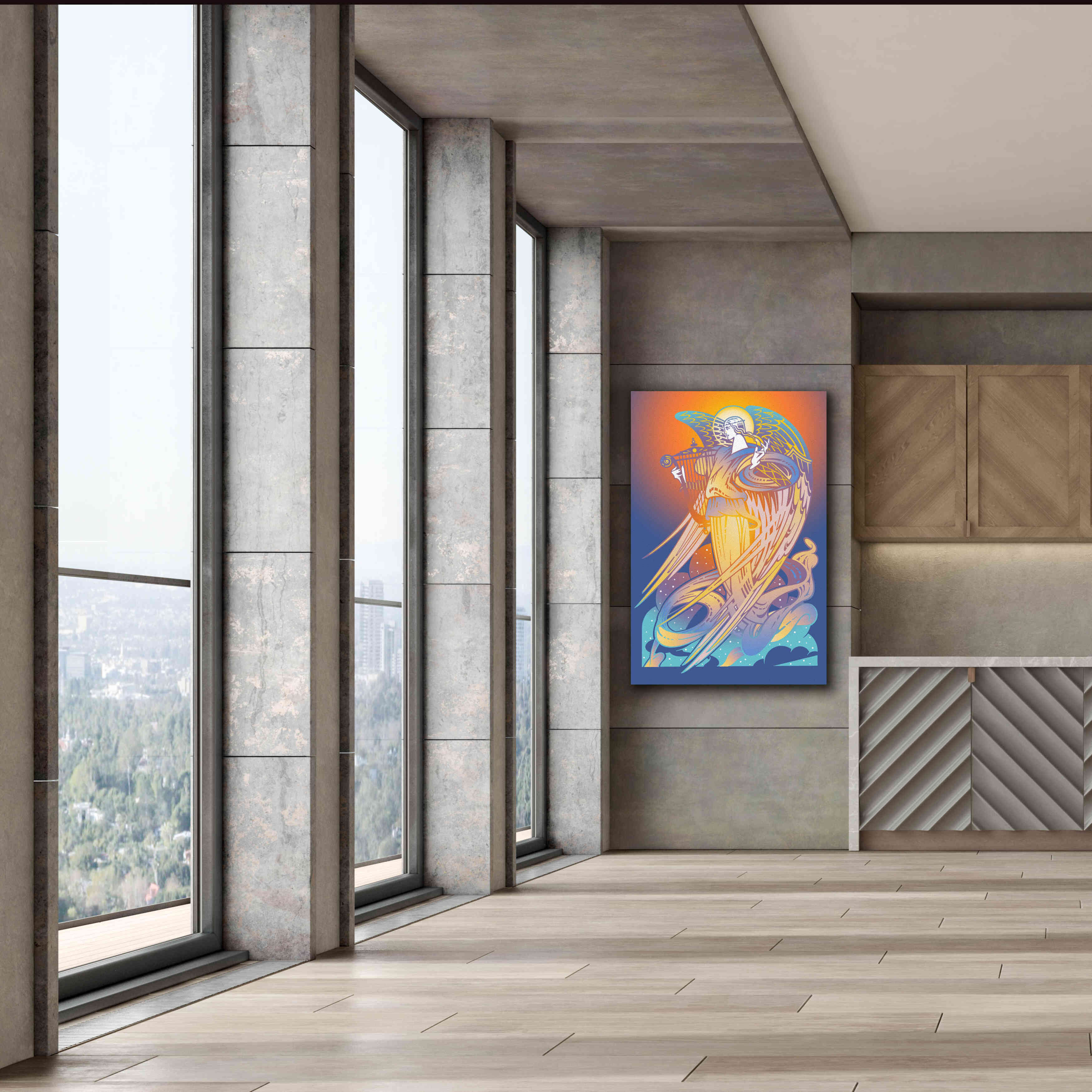 'New Angel With Harp' by David Chestnutt, Giclee Canvas Wall Art,40 x 60