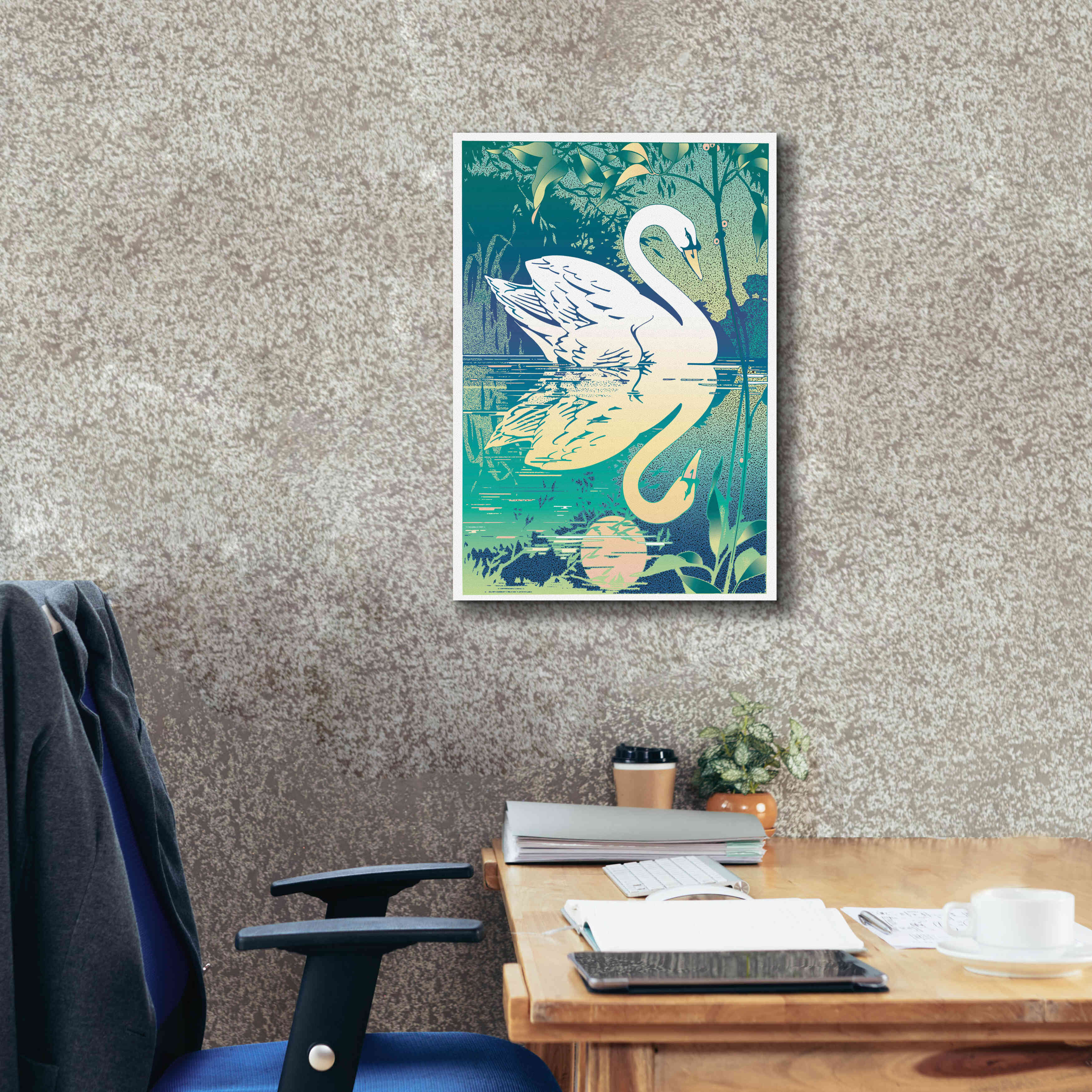 'Swan' by David Chestnutt, Giclee Canvas Wall Art,18 x 26