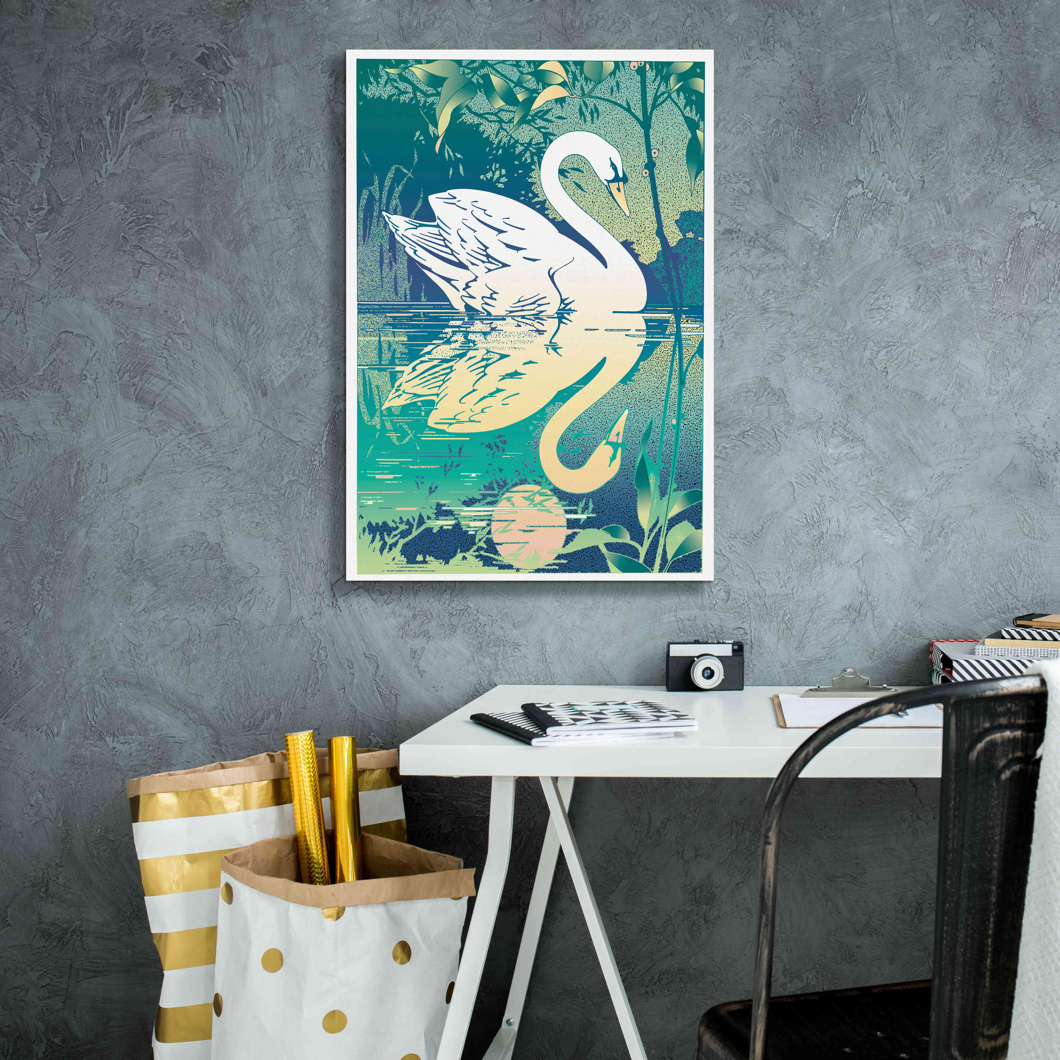 'Swan' by David Chestnutt, Giclee Canvas Wall Art,18 x 26