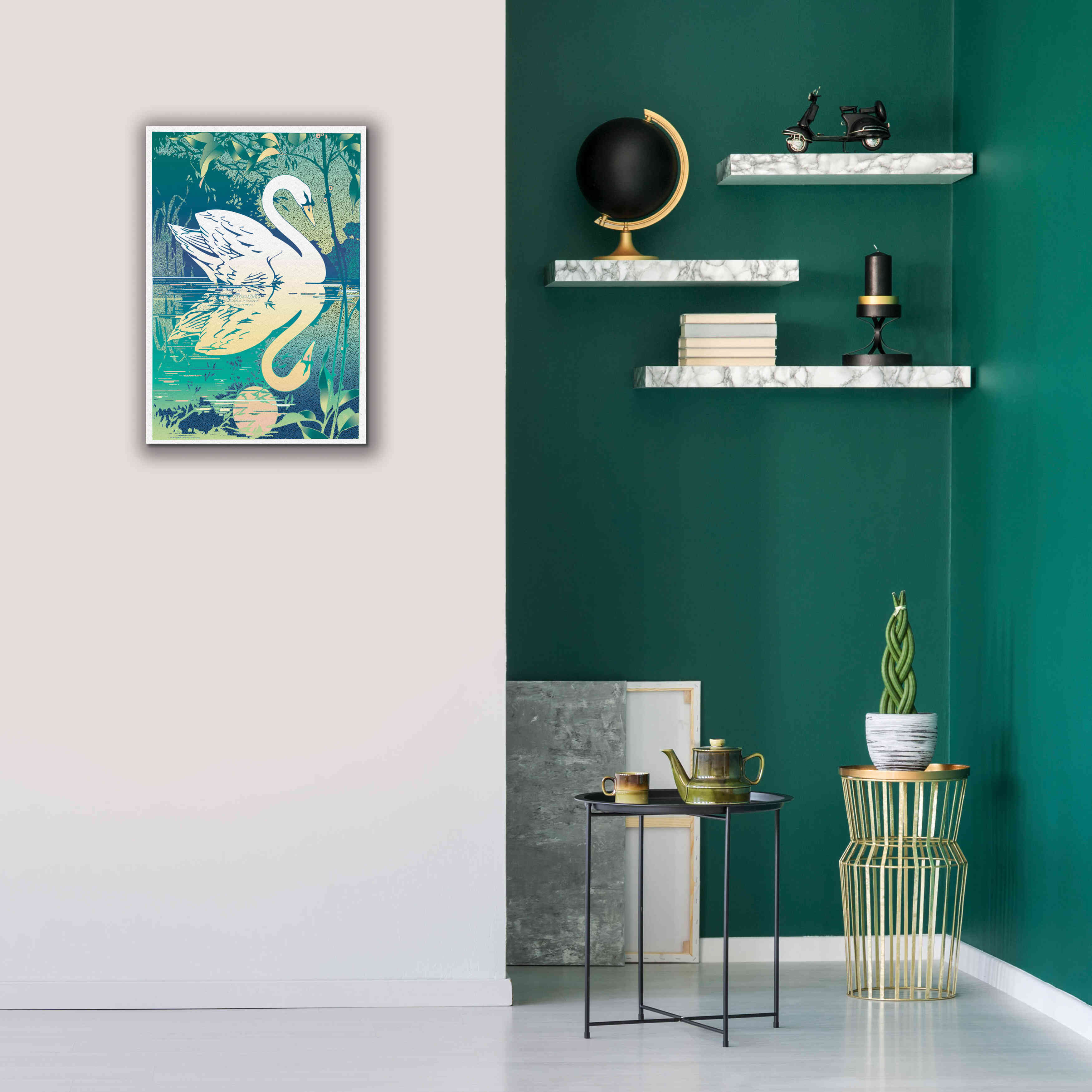 'Swan' by David Chestnutt, Giclee Canvas Wall Art,18 x 26