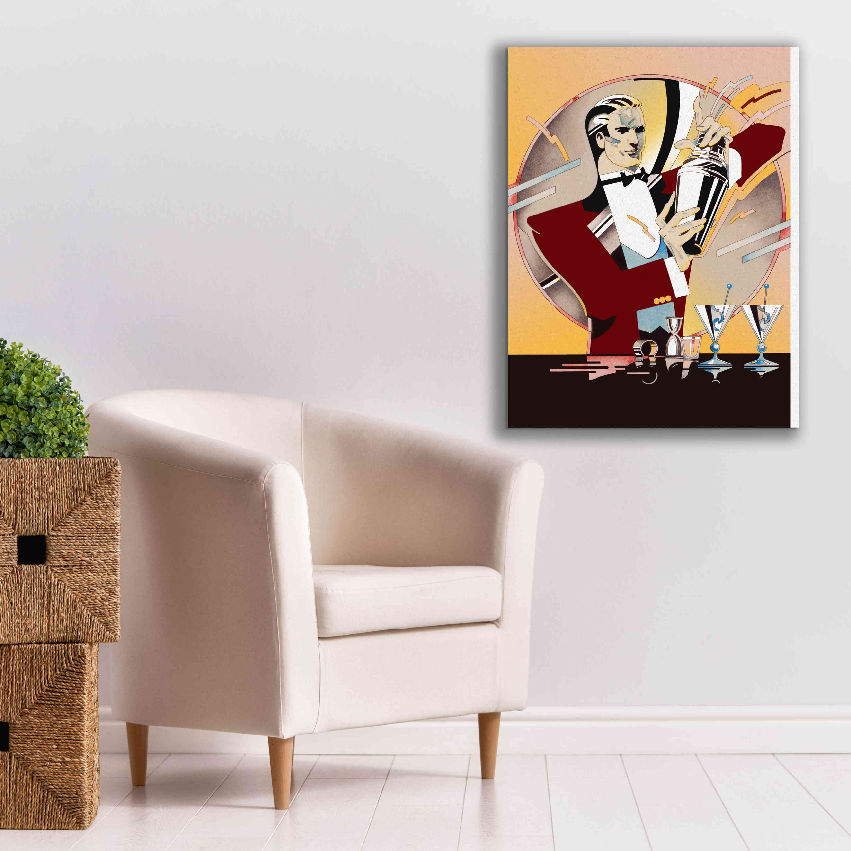 'Tending Bar' by David Chestnutt, Giclee Canvas Wall Art,26 x 34