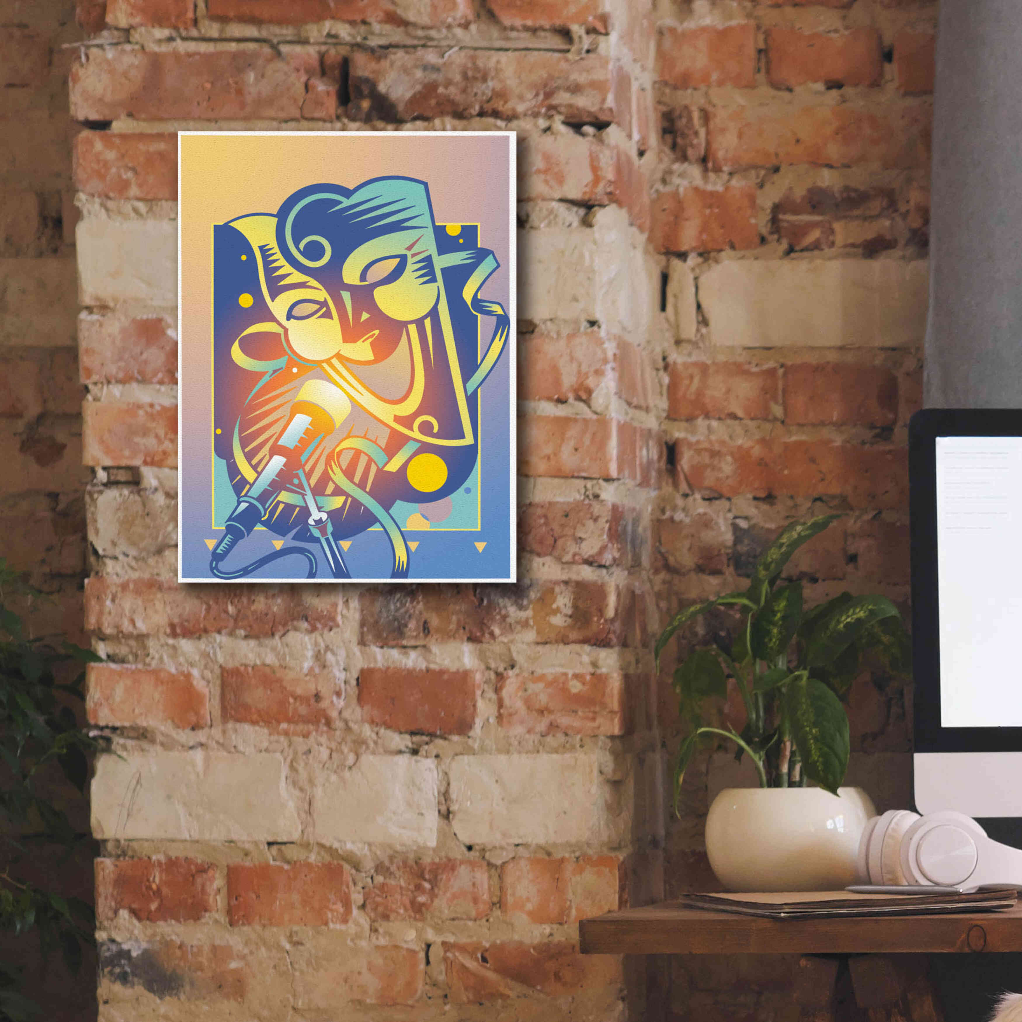 'The Happy Microphone' by David Chestnutt, Giclee Canvas Wall Art,12 x 16