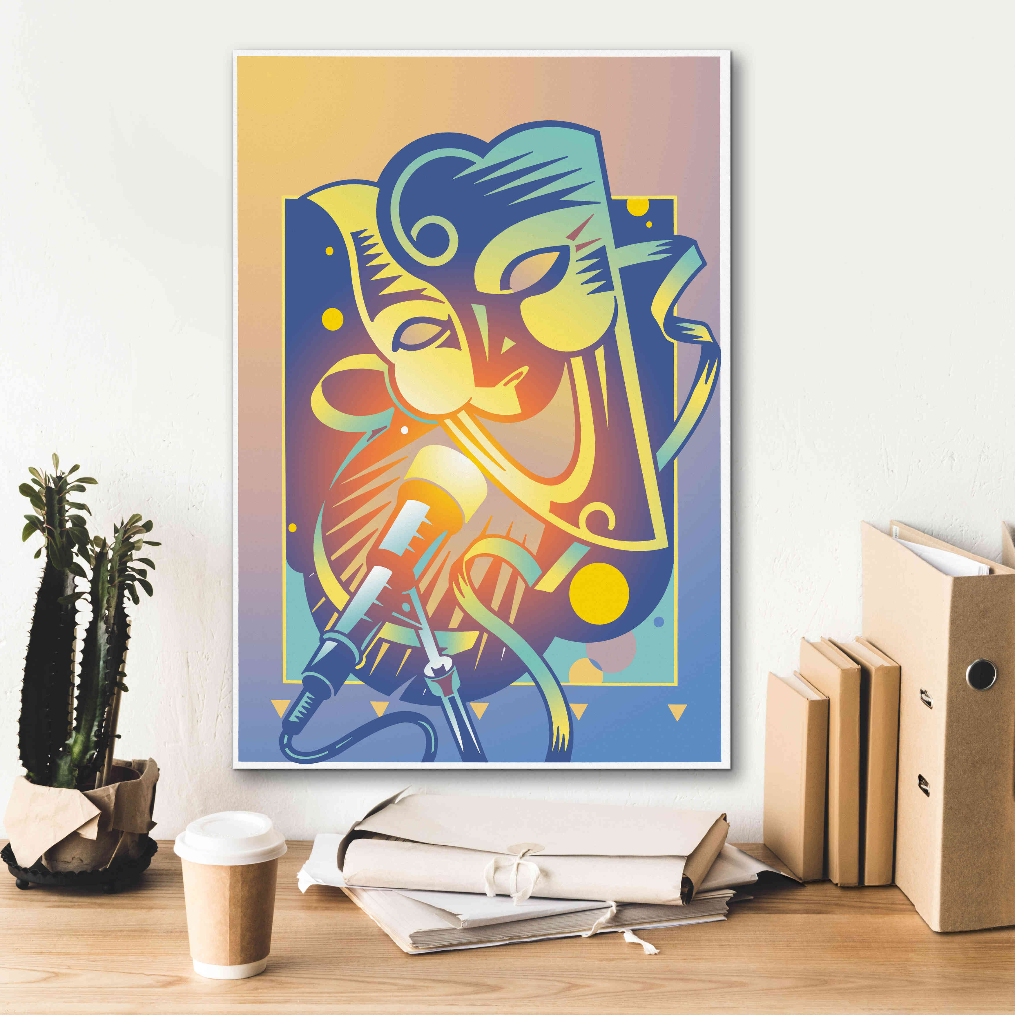 'The Happy Microphone' by David Chestnutt, Giclee Canvas Wall Art,18 x 26