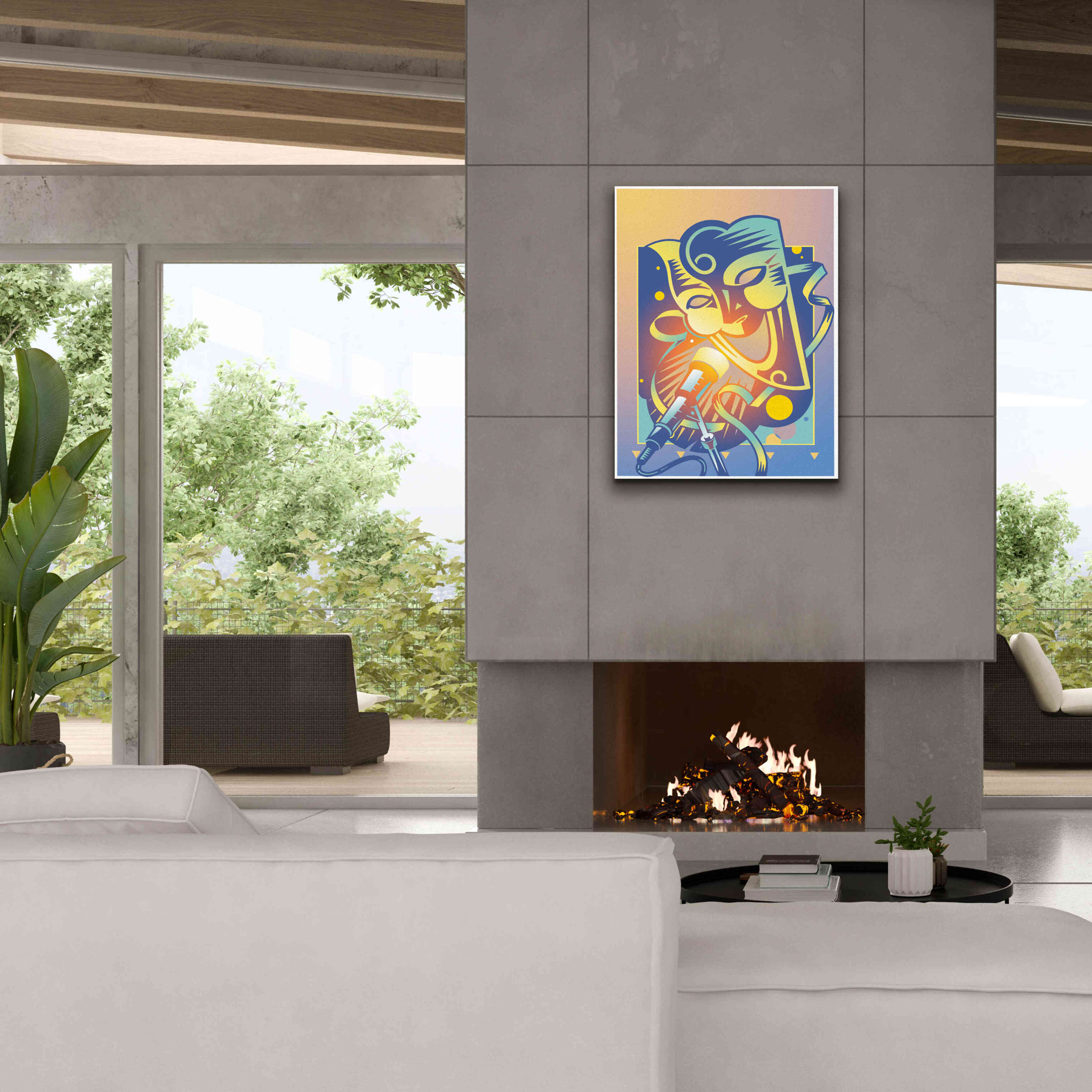 'The Happy Microphone' by David Chestnutt, Giclee Canvas Wall Art,26 x 34