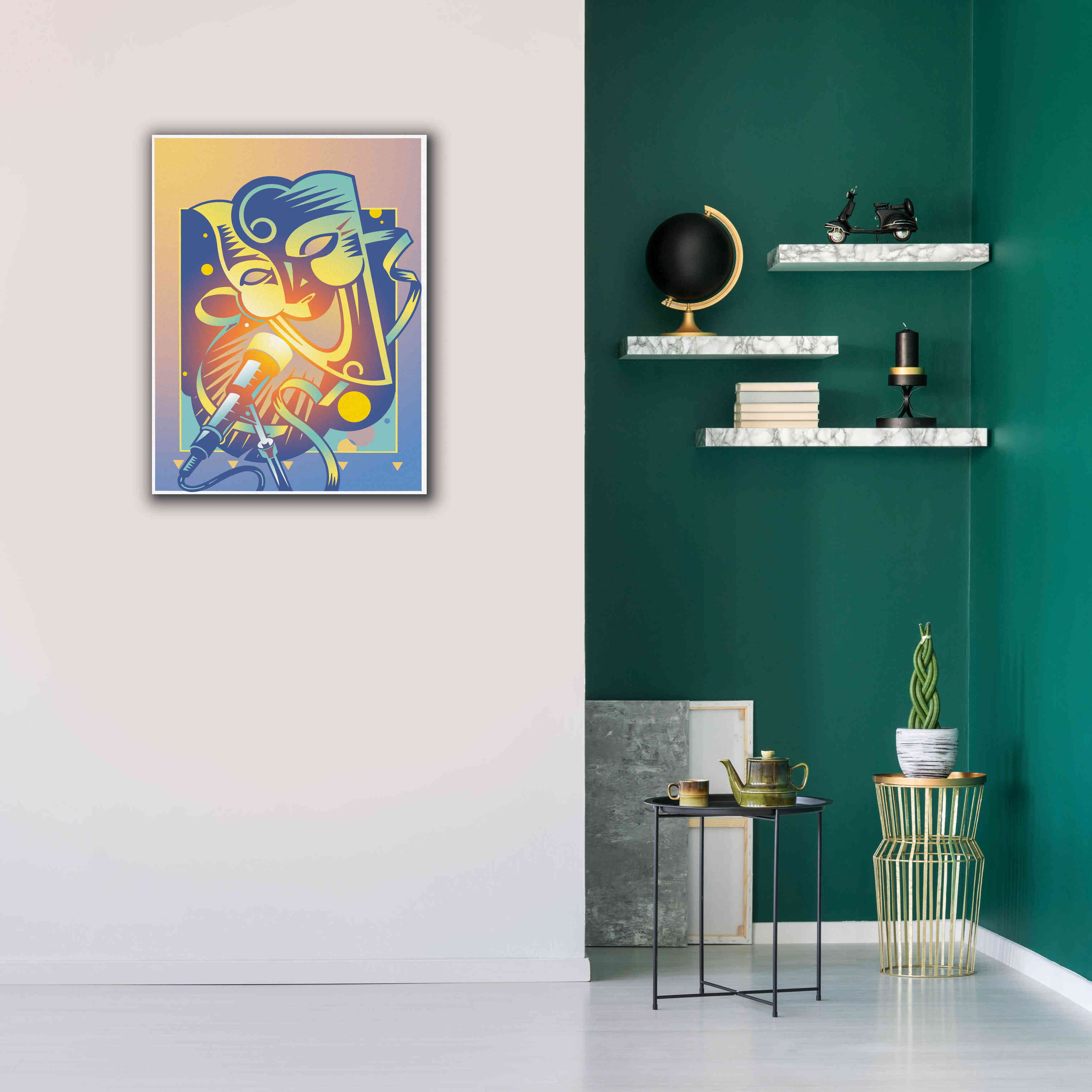 'The Happy Microphone' by David Chestnutt, Giclee Canvas Wall Art,26 x 34
