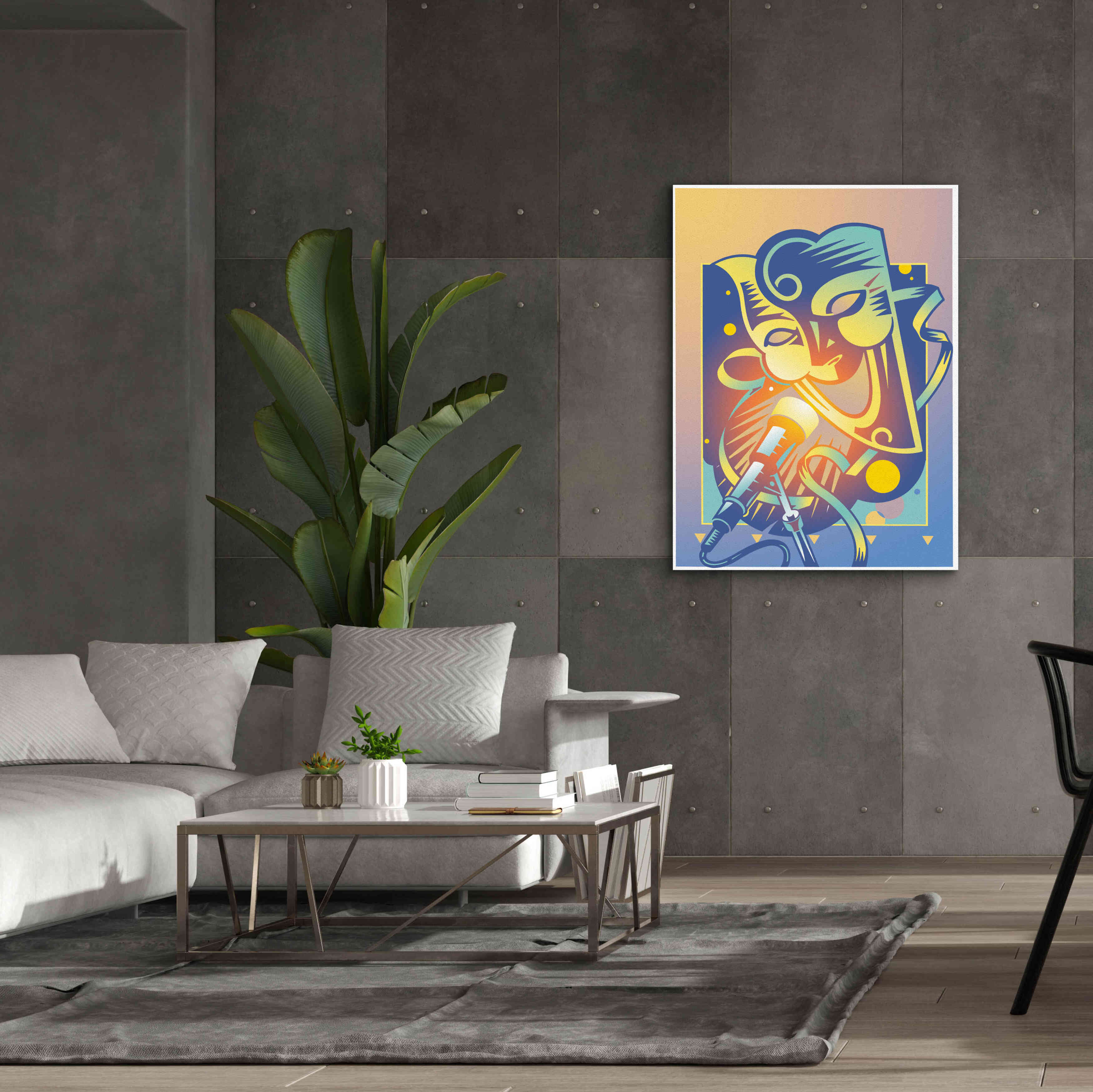 'The Happy Microphone' by David Chestnutt, Giclee Canvas Wall Art,40 x 54