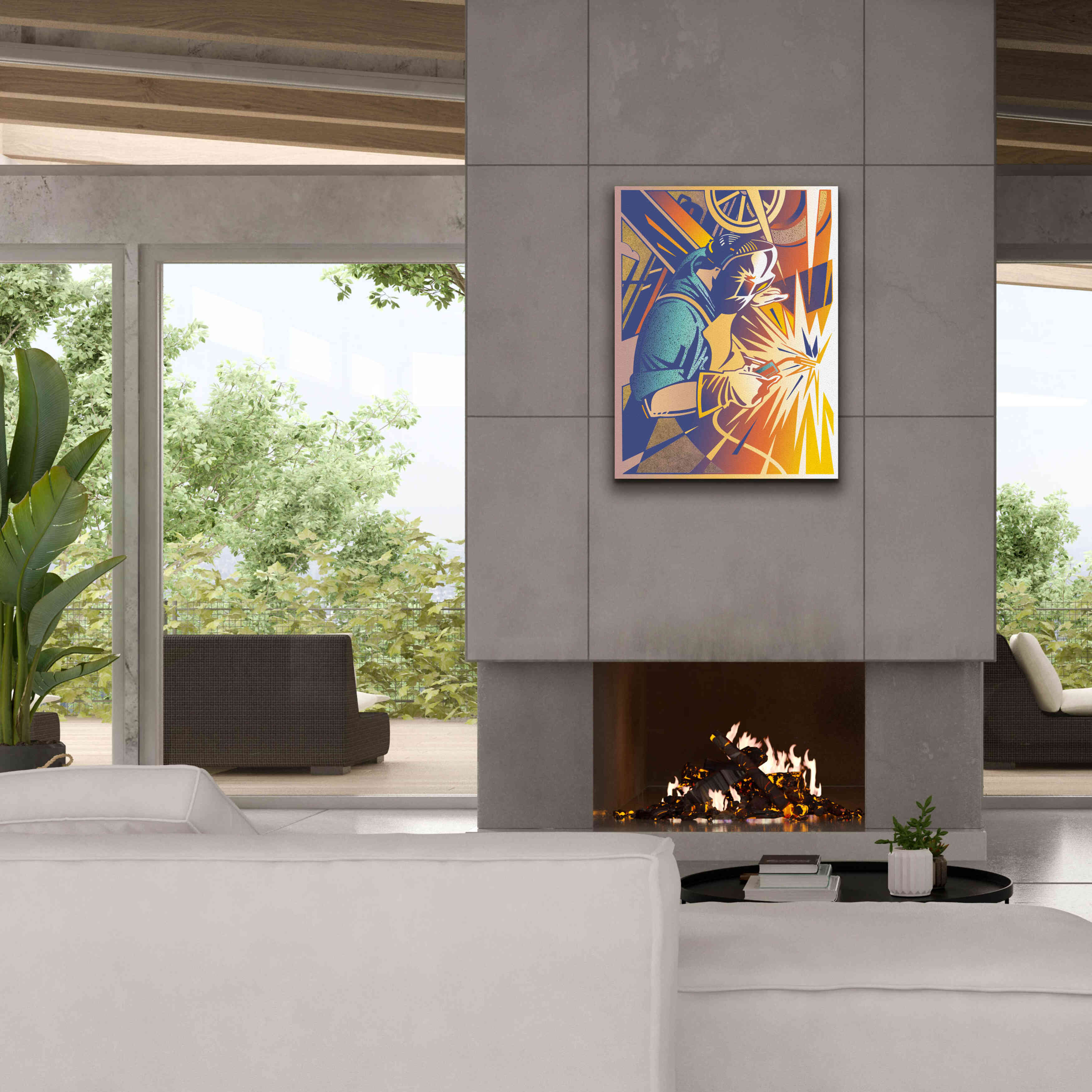 'Welder's Spark' by David Chestnutt, Giclee Canvas Wall Art,26 x 34
