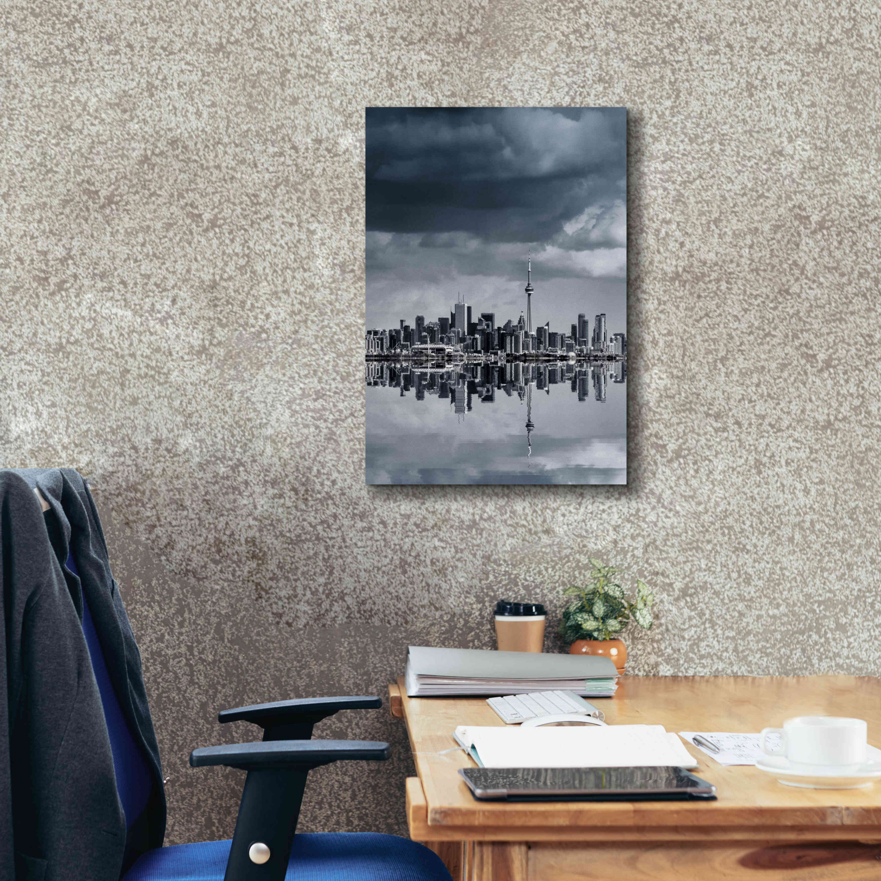 'Toronto Skyline From Colonel Samuel Smith Park Reflection No 1' by Brian Carson, Giclee Canvas Wall Art,18 x 26