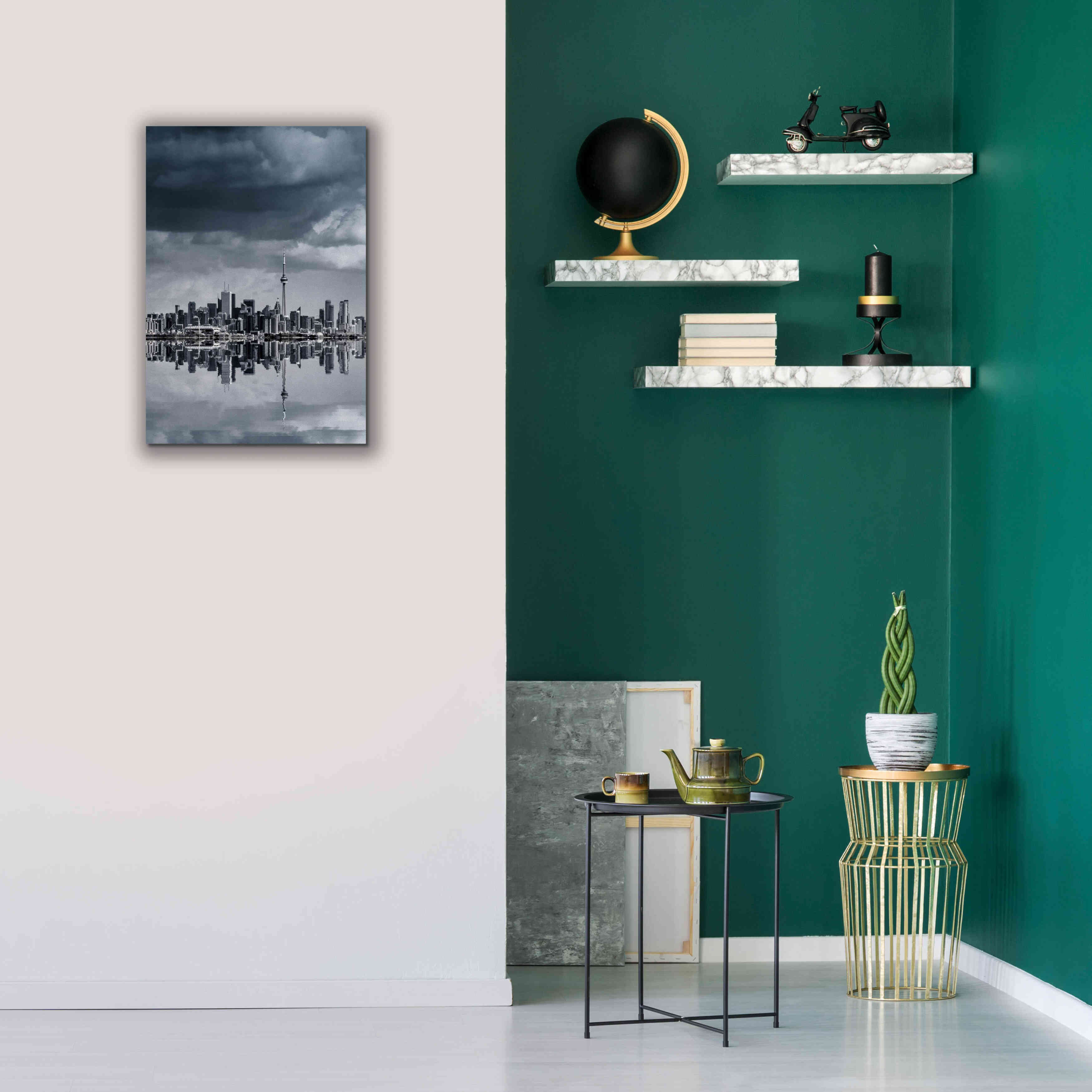 'Toronto Skyline From Colonel Samuel Smith Park Reflection No 1' by Brian Carson, Giclee Canvas Wall Art,18 x 26
