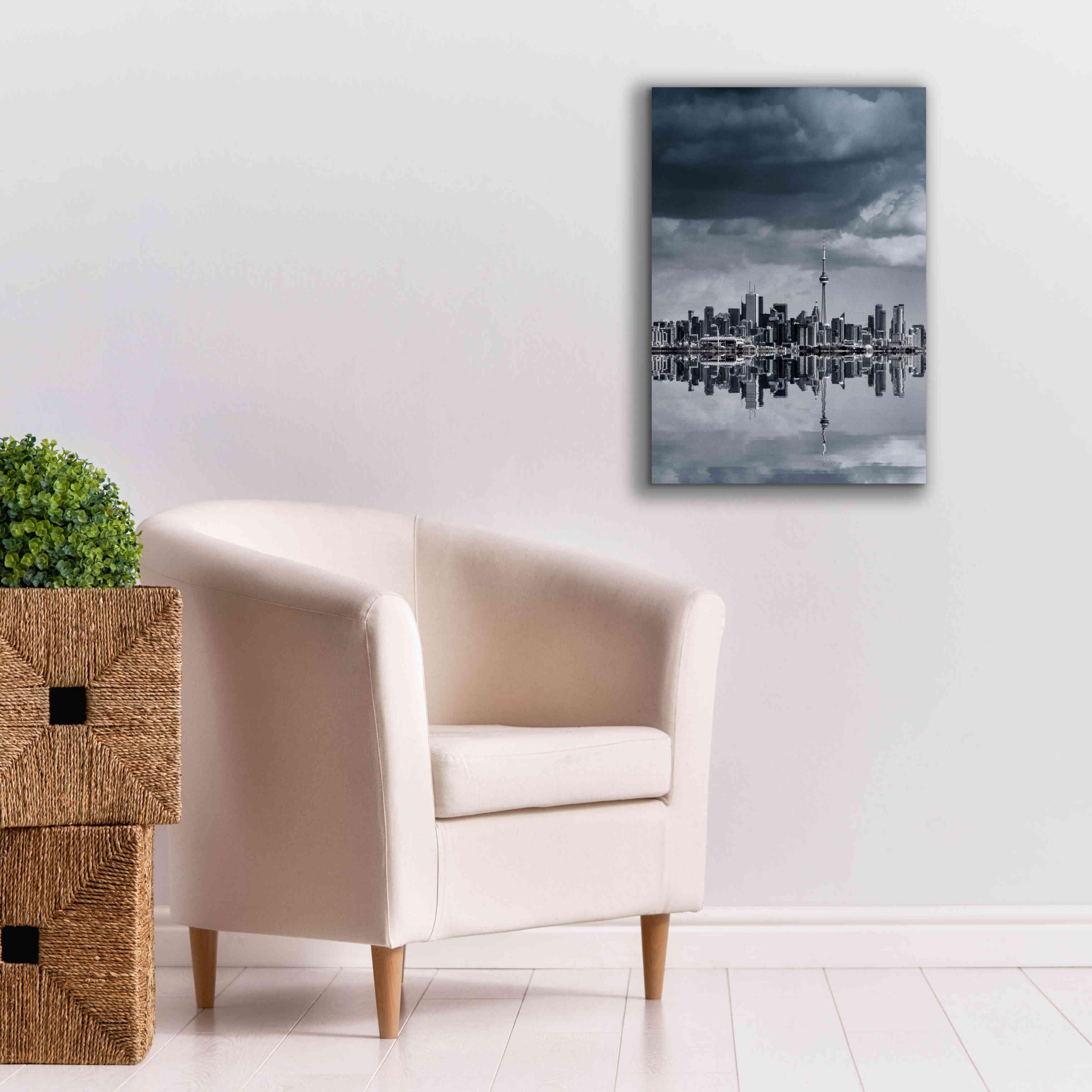 'Toronto Skyline From Colonel Samuel Smith Park Reflection No 1' by Brian Carson, Giclee Canvas Wall Art,18 x 26