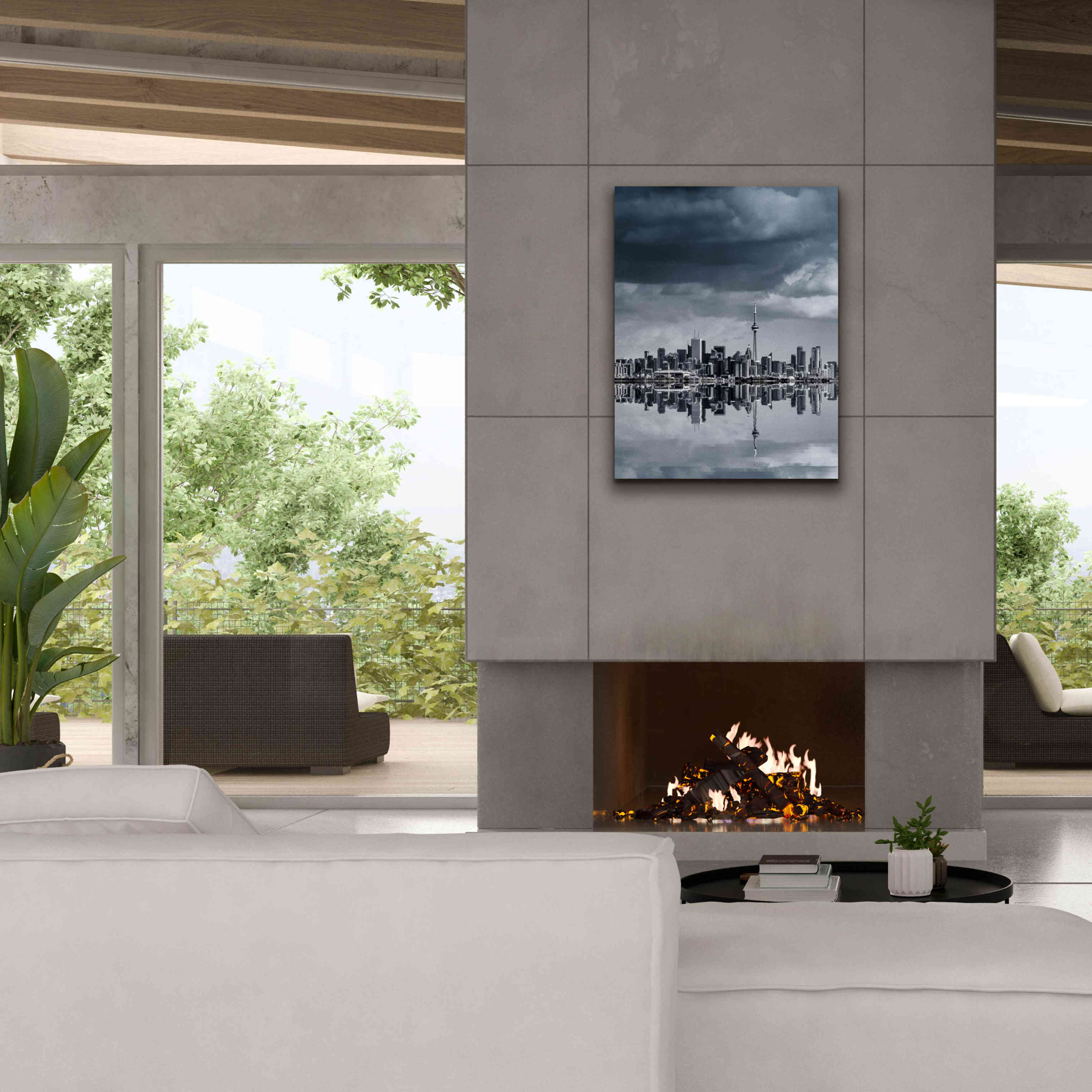 'Toronto Skyline From Colonel Samuel Smith Park Reflection No 1' by Brian Carson, Giclee Canvas Wall Art,26 x 34