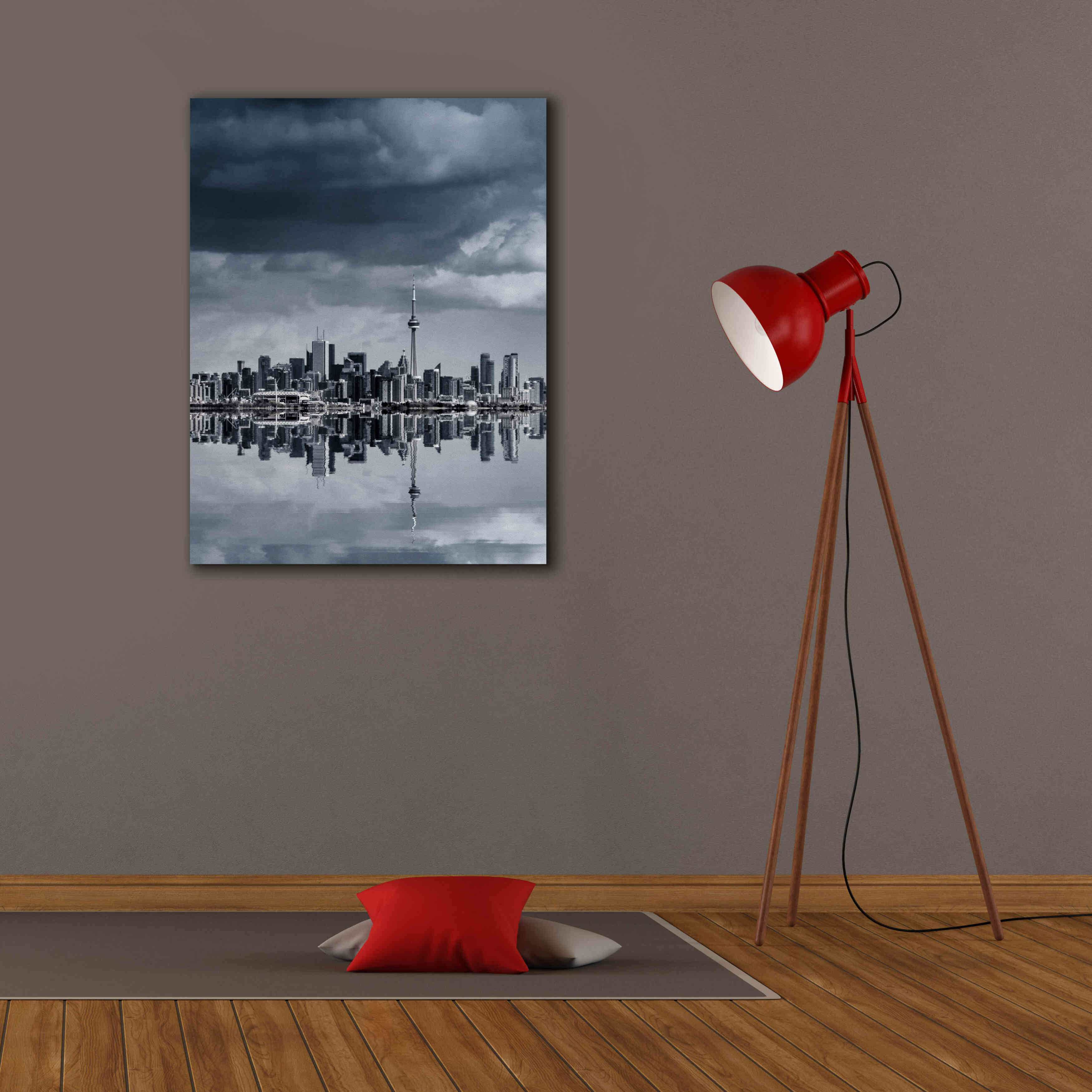 'Toronto Skyline From Colonel Samuel Smith Park Reflection No 1' by Brian Carson, Giclee Canvas Wall Art,26 x 34