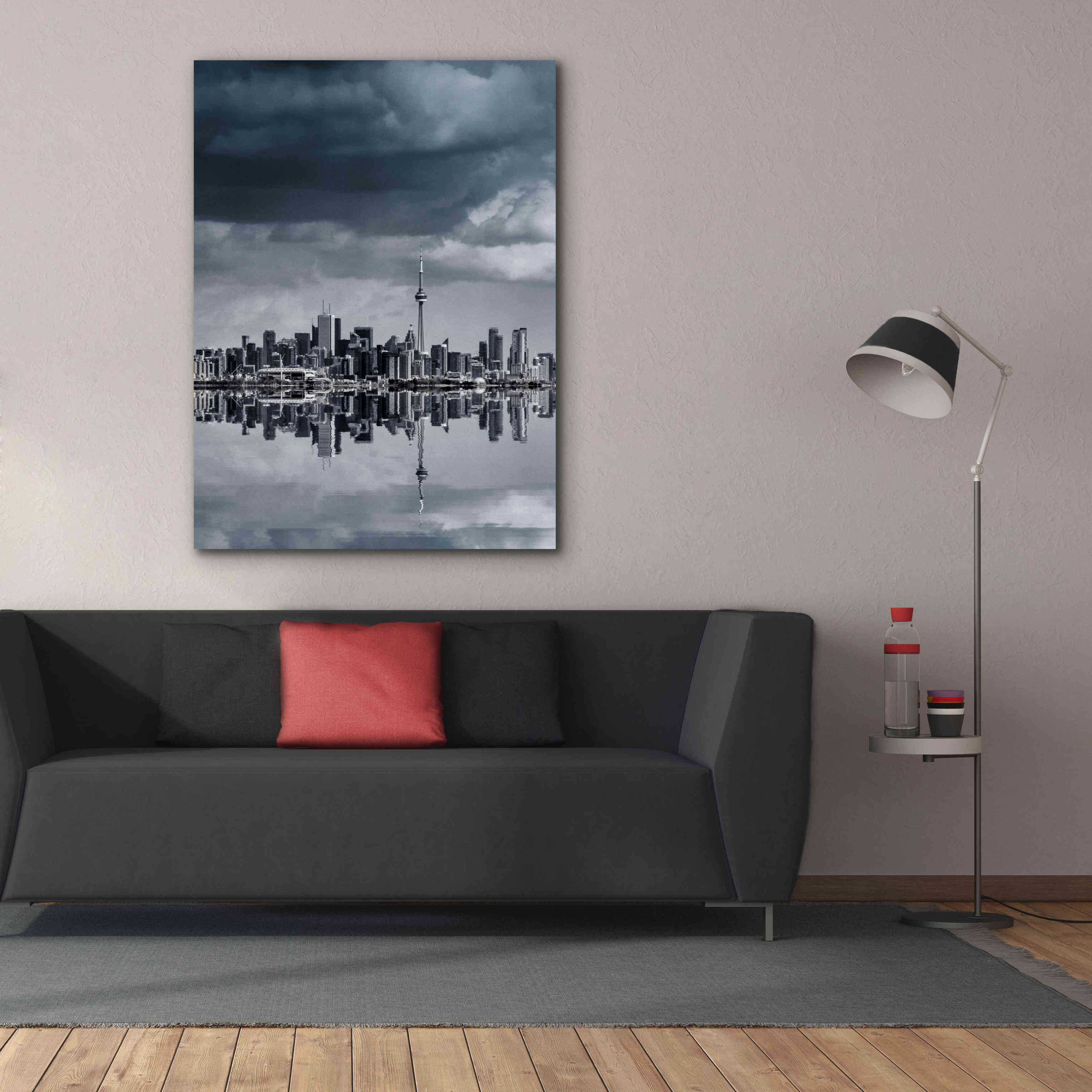 'Toronto Skyline From Colonel Samuel Smith Park Reflection No 1' by Brian Carson, Giclee Canvas Wall Art,40 x 54