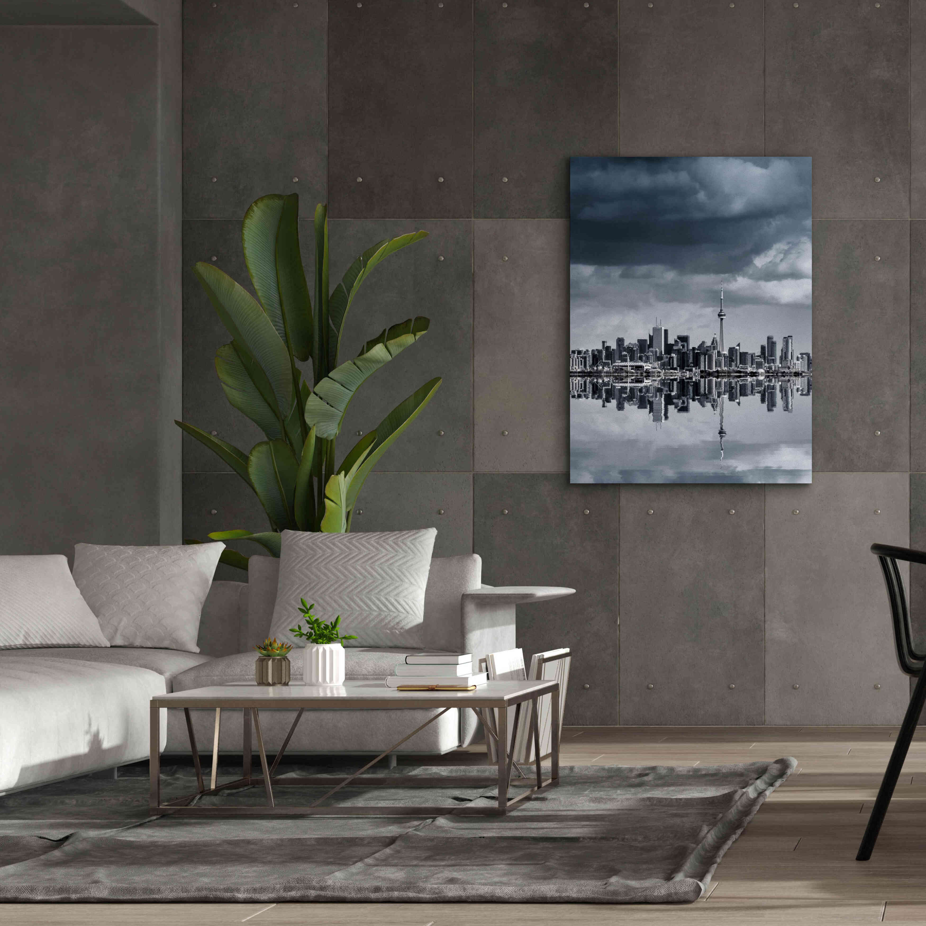 'Toronto Skyline From Colonel Samuel Smith Park Reflection No 1' by Brian Carson, Giclee Canvas Wall Art,40 x 54