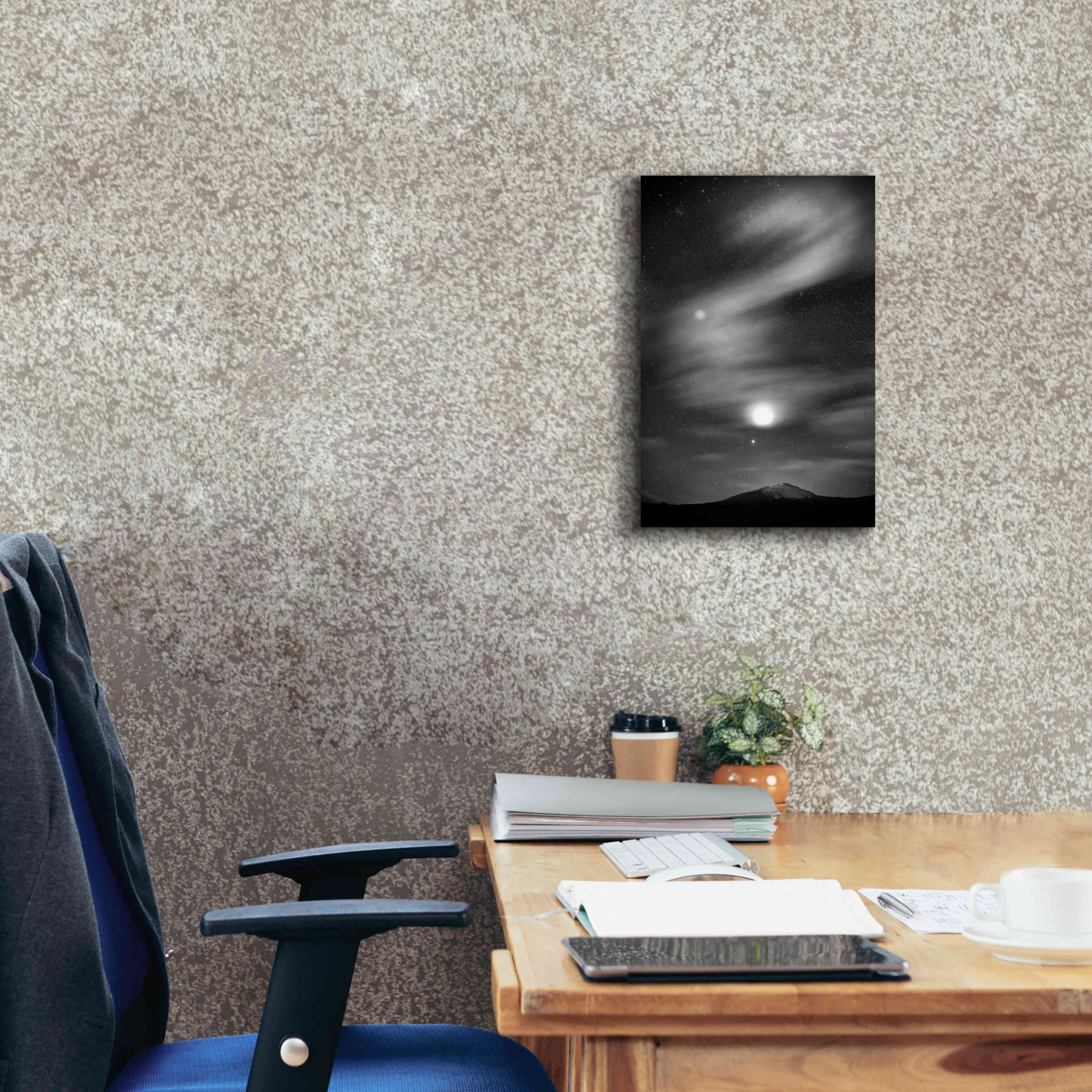 'Diamond Lake Moon Streak B&W' by Thomas Haney, Giclee Canvas Wall Art,12 x 18