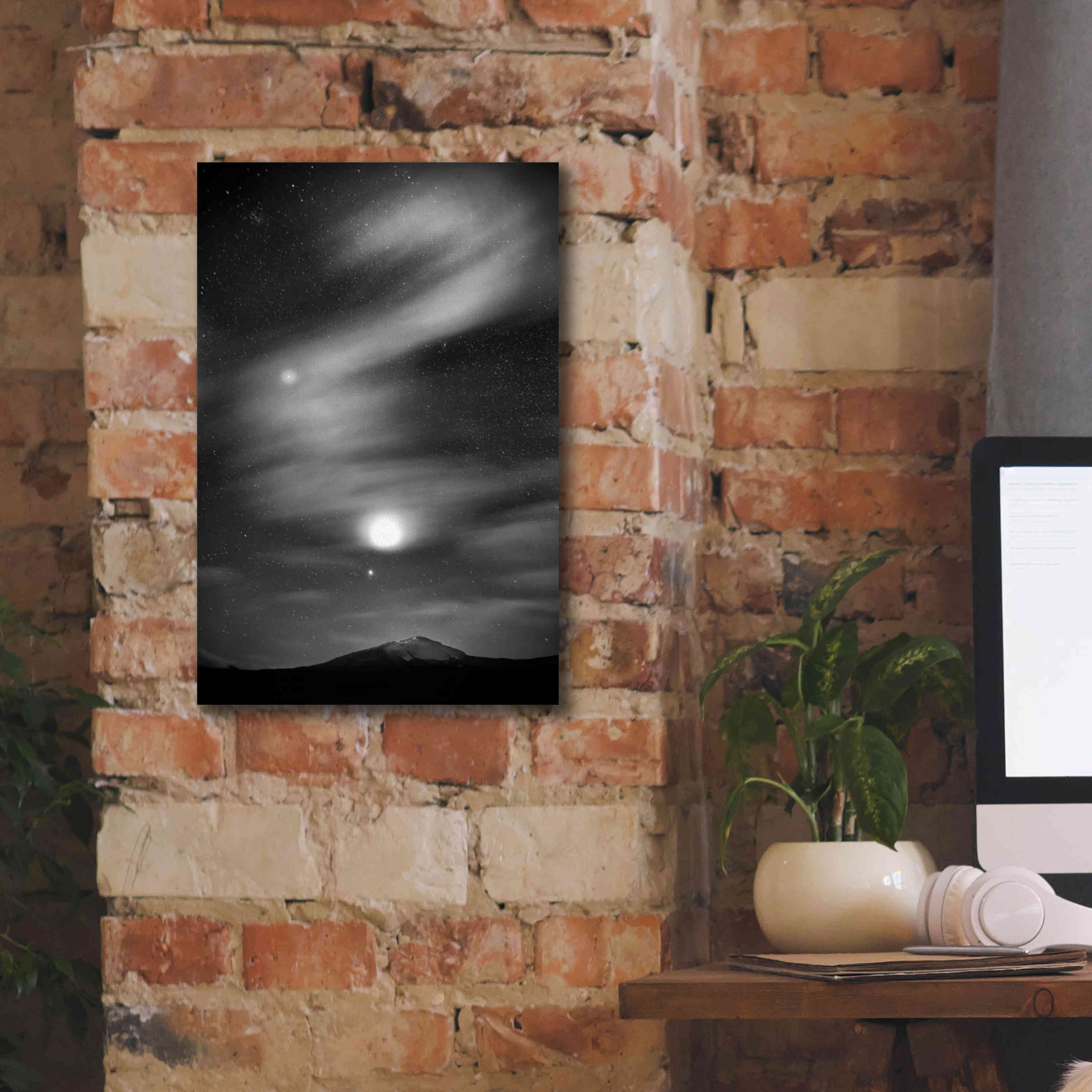 'Diamond Lake Moon Streak B&W' by Thomas Haney, Giclee Canvas Wall Art,12 x 18