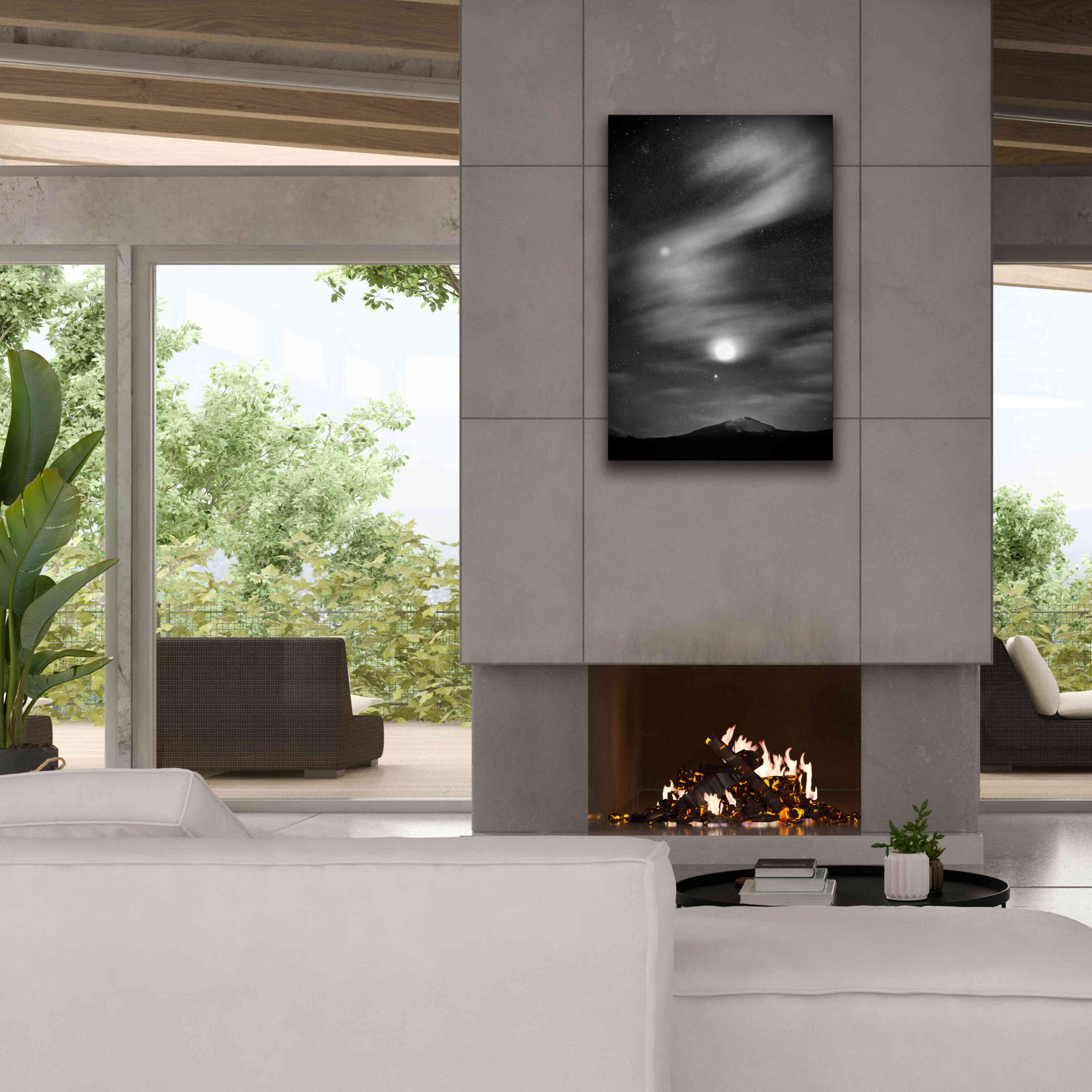 'Diamond Lake Moon Streak B&W' by Thomas Haney, Giclee Canvas Wall Art,26 x 40