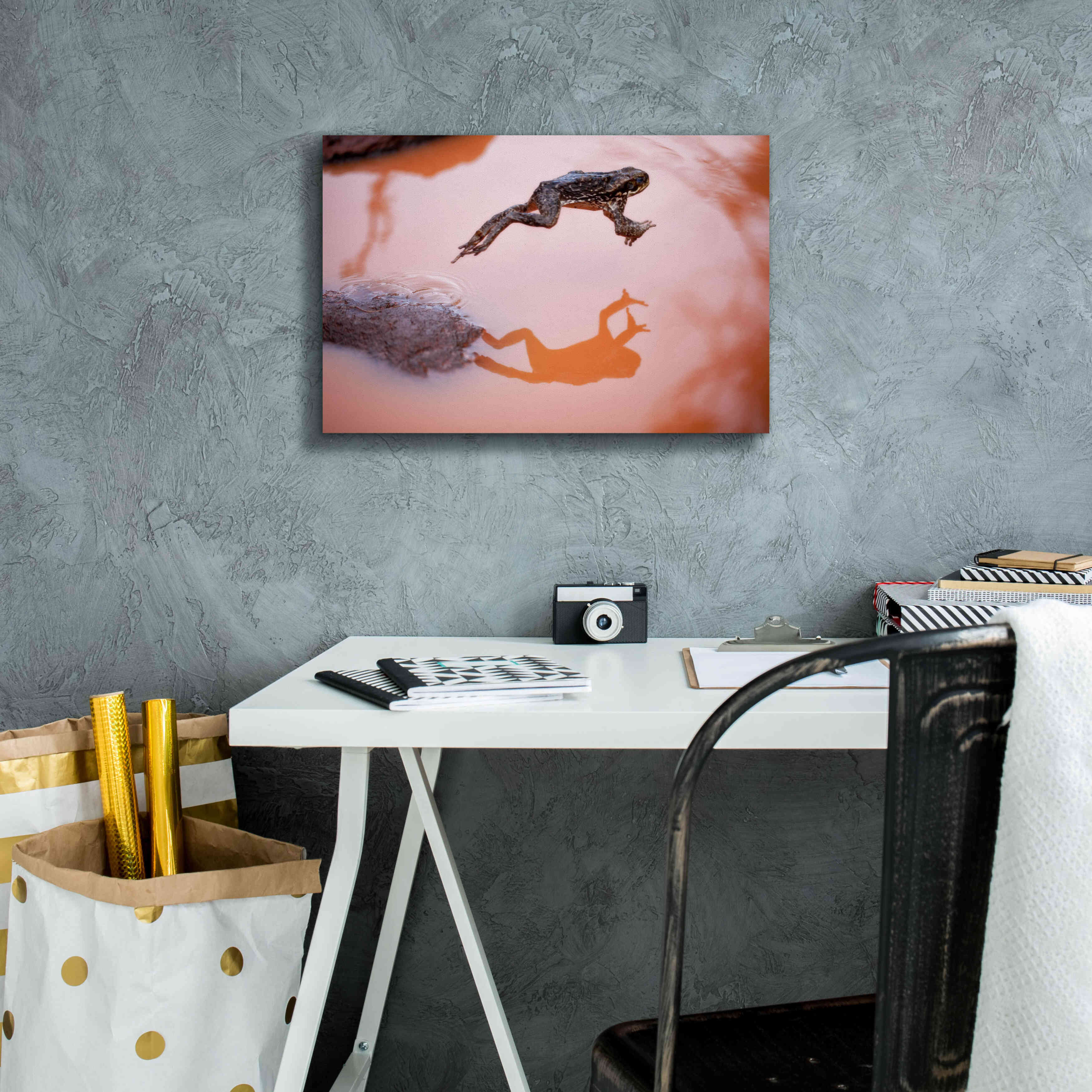 'Frog Jump 3' by Thomas Haney, Giclee Canvas Wall Art,18 x 12