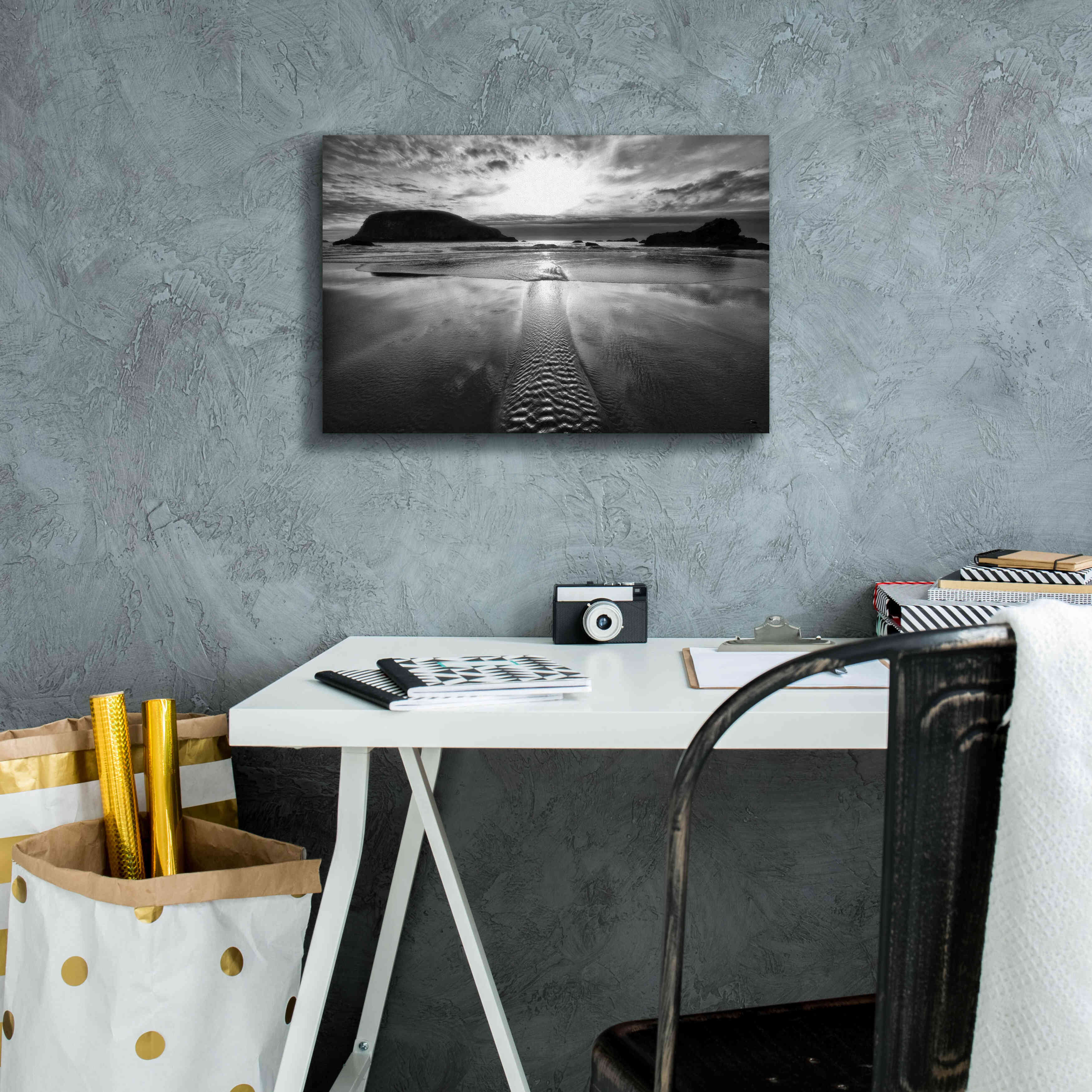 'Harris Stream 1 B&W' by Thomas Haney, Giclee Canvas Wall Art,18 x 12
