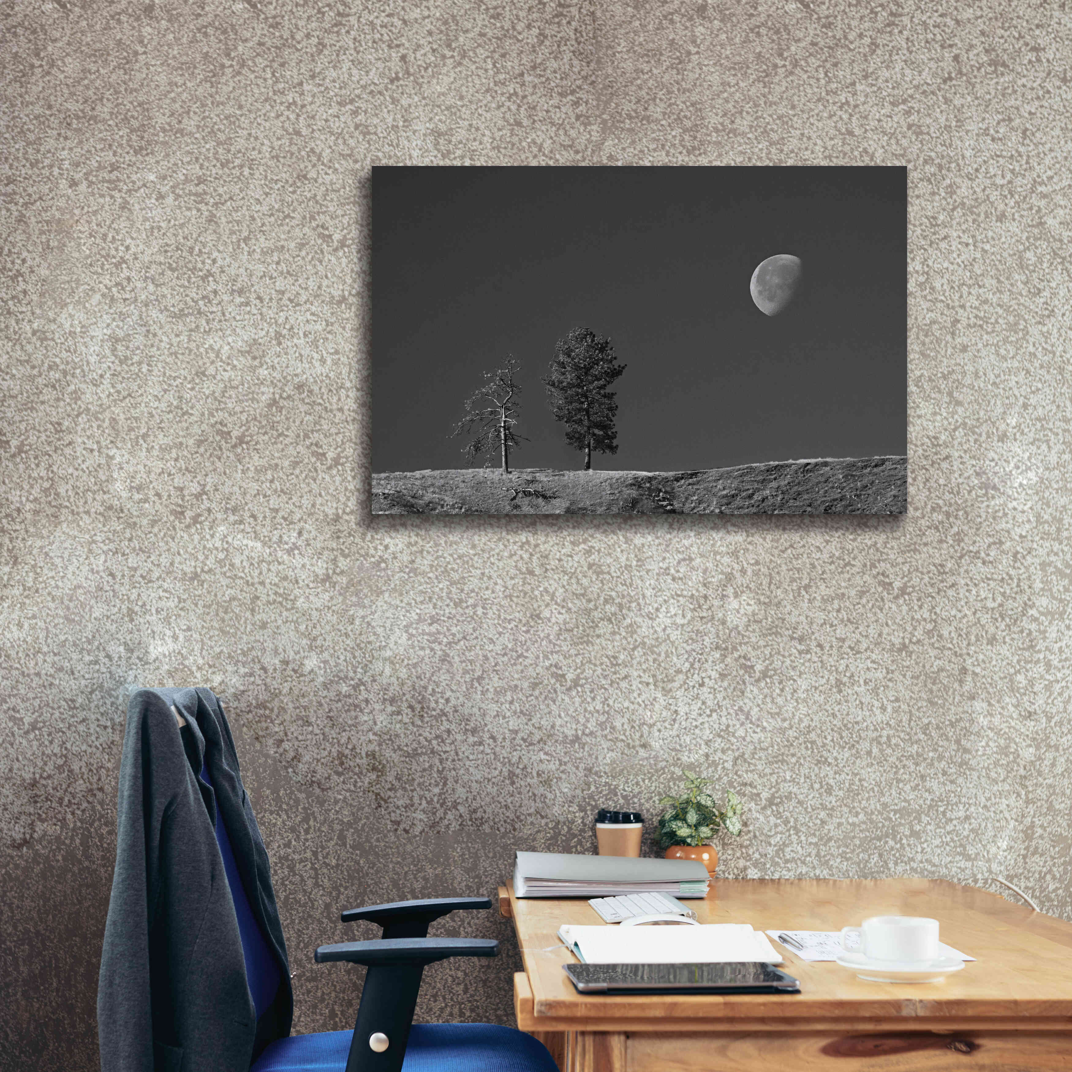 'Moon Trees Hill' by Thomas Haney, Giclee Canvas Wall Art,40 x 26