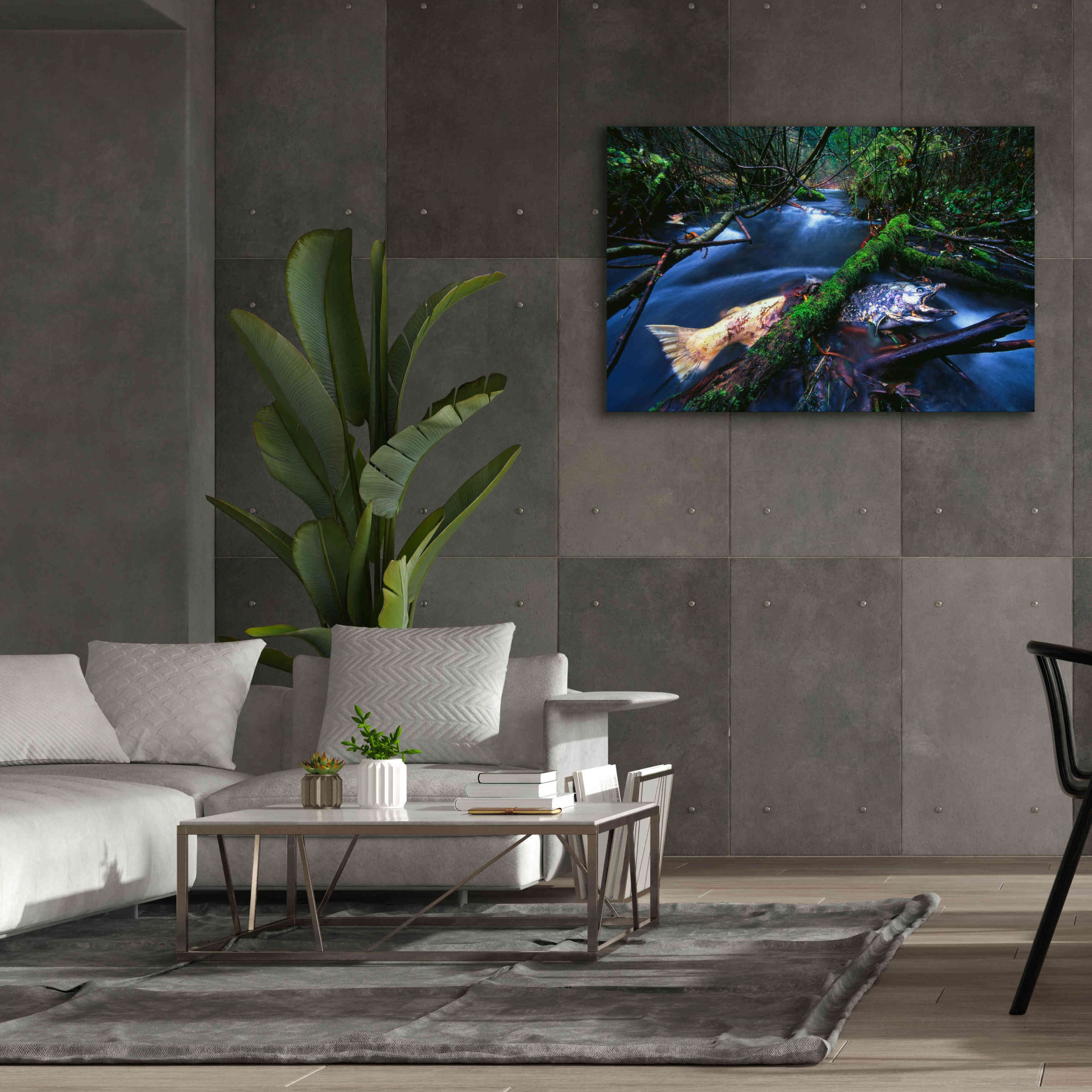 'Salmon Trapped' by Thomas Haney, Giclee Canvas Wall Art,60 x 40