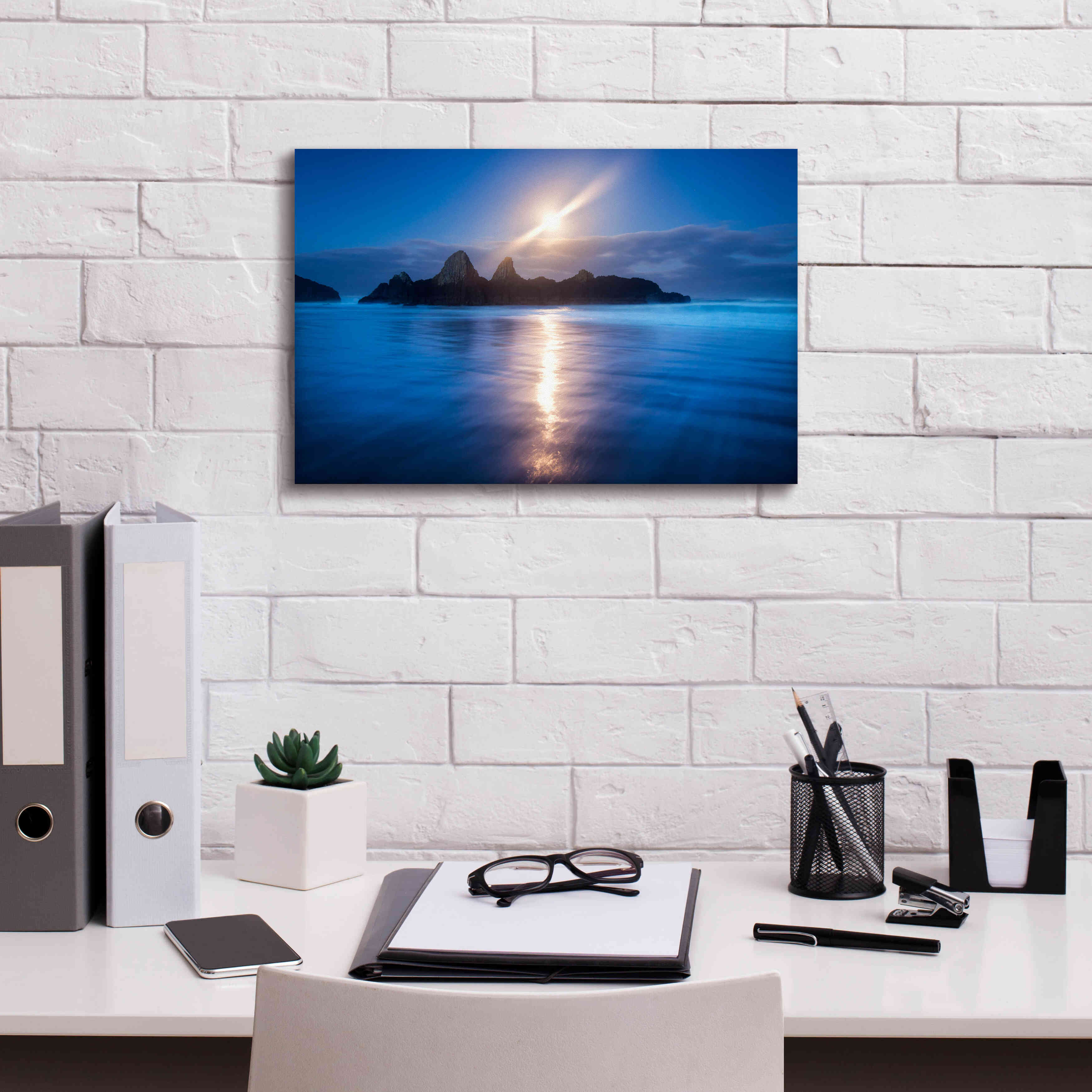 'Seal Rock Vert Moon Streak' by Thomas Haney, Giclee Canvas Wall Art,18 x 12