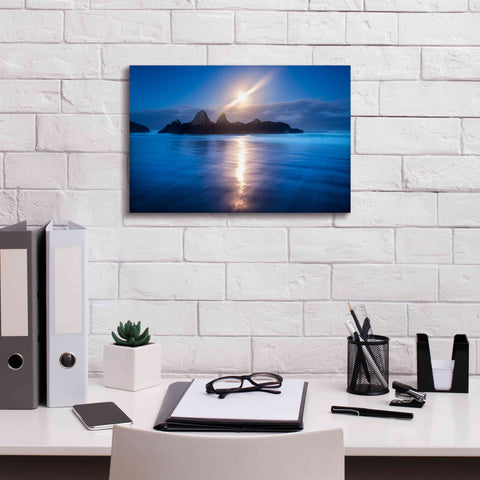 Image of 'Seal Rock Vert Moon Streak' by Thomas Haney, Giclee Canvas Wall Art,18 x 12