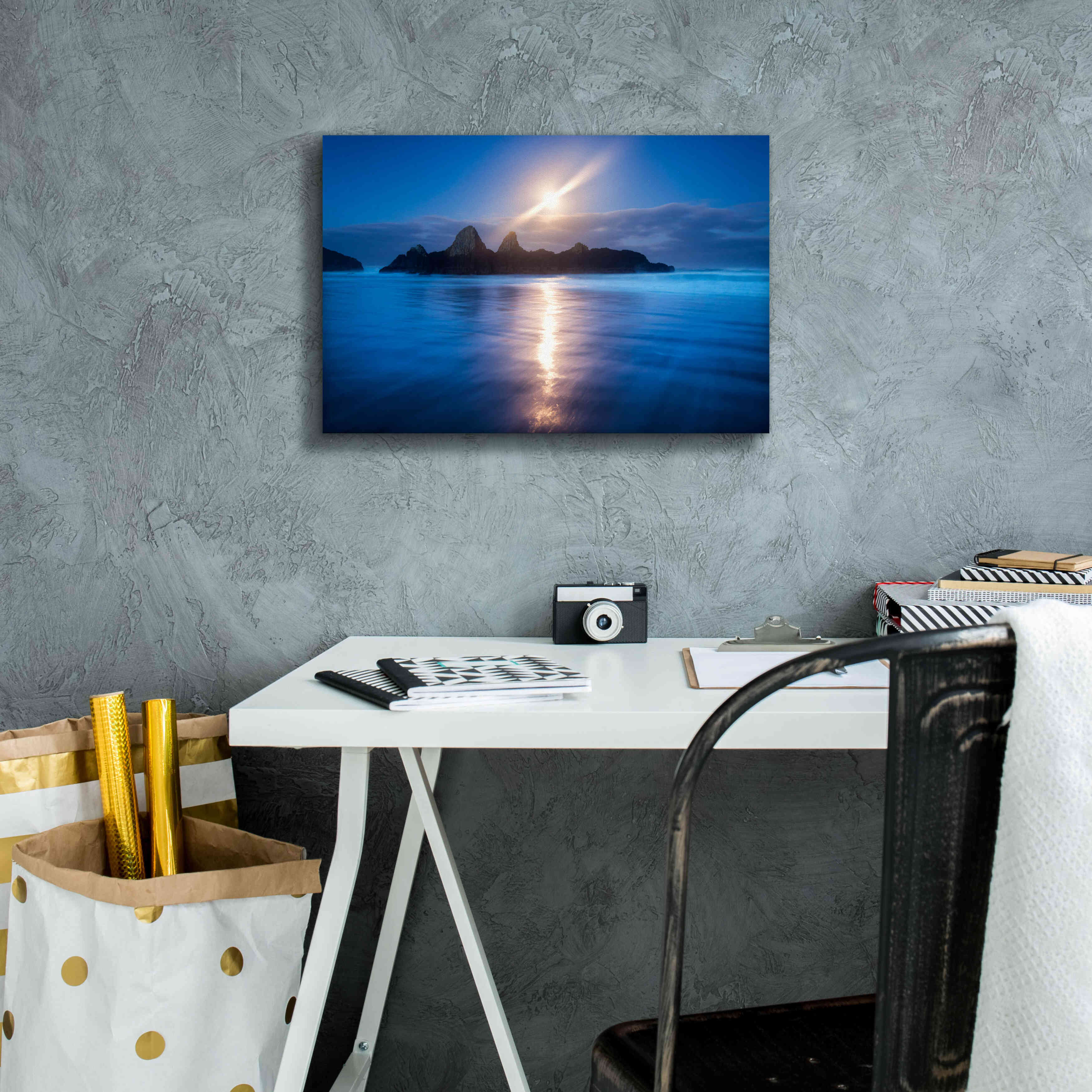 'Seal Rock Vert Moon Streak' by Thomas Haney, Giclee Canvas Wall Art,18 x 12