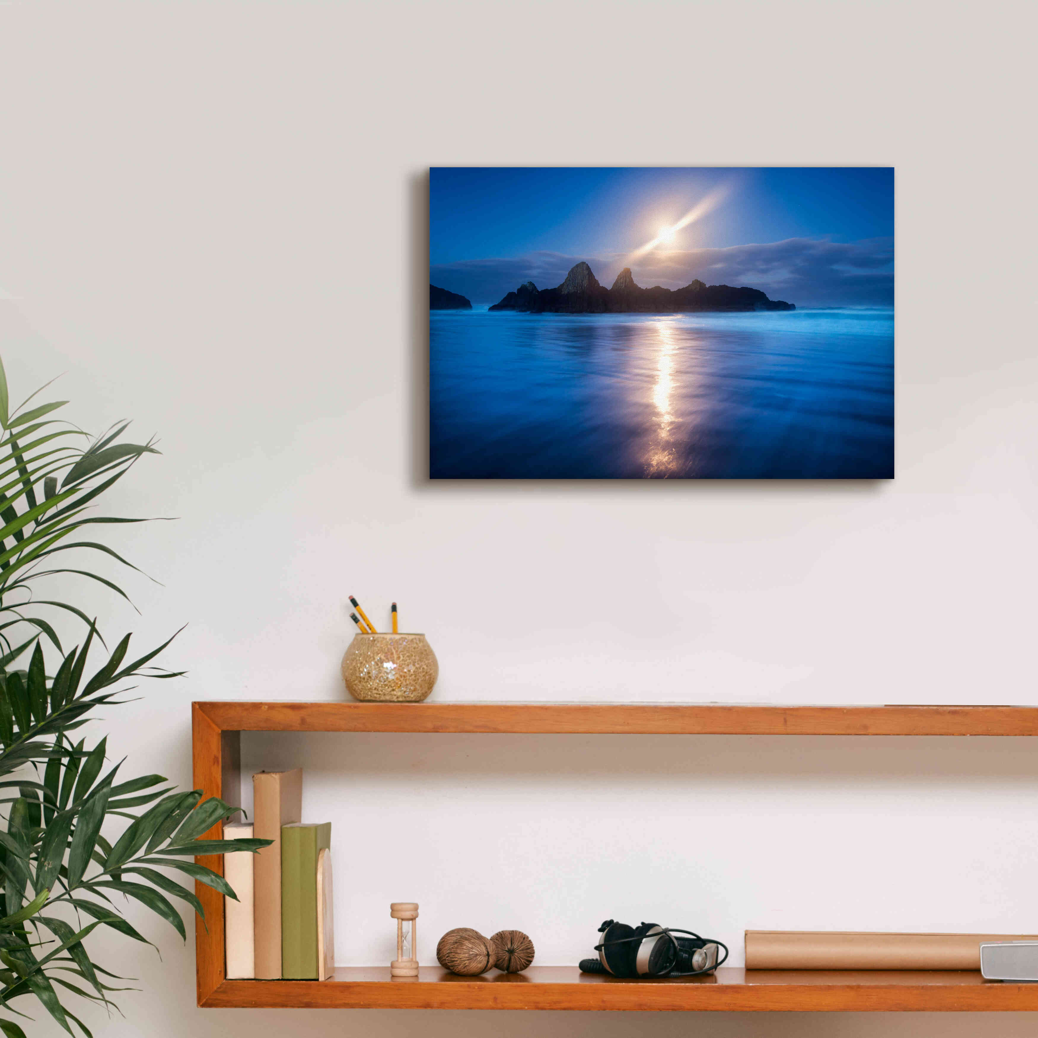 'Seal Rock Vert Moon Streak' by Thomas Haney, Giclee Canvas Wall Art,18 x 12