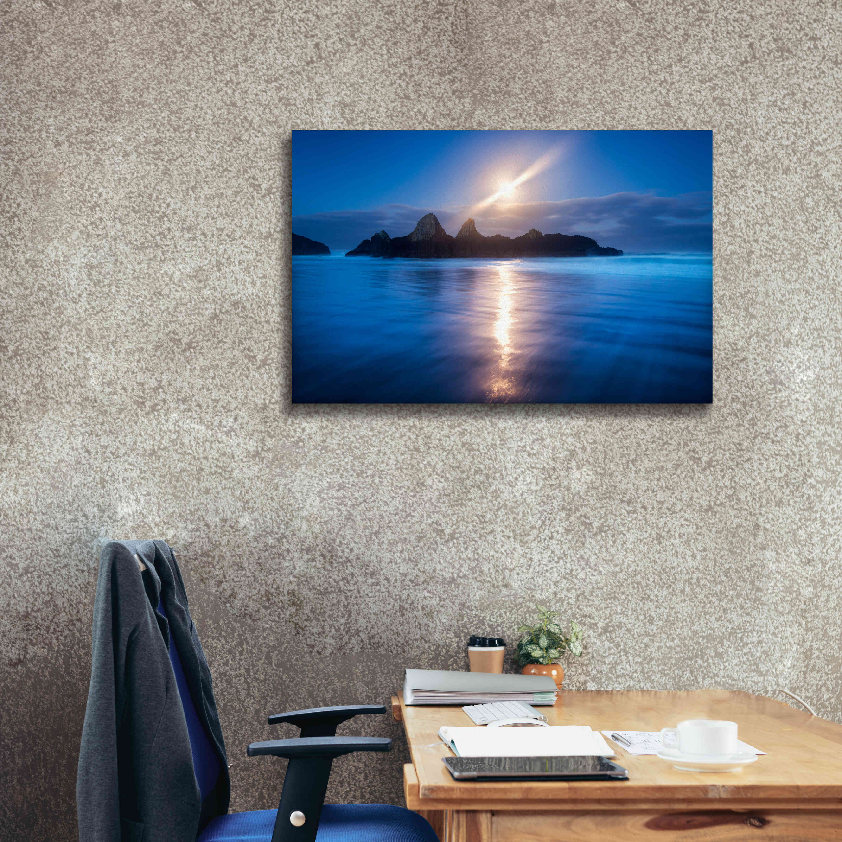 'Seal Rock Vert Moon Streak' by Thomas Haney, Giclee Canvas Wall Art,40 x 26