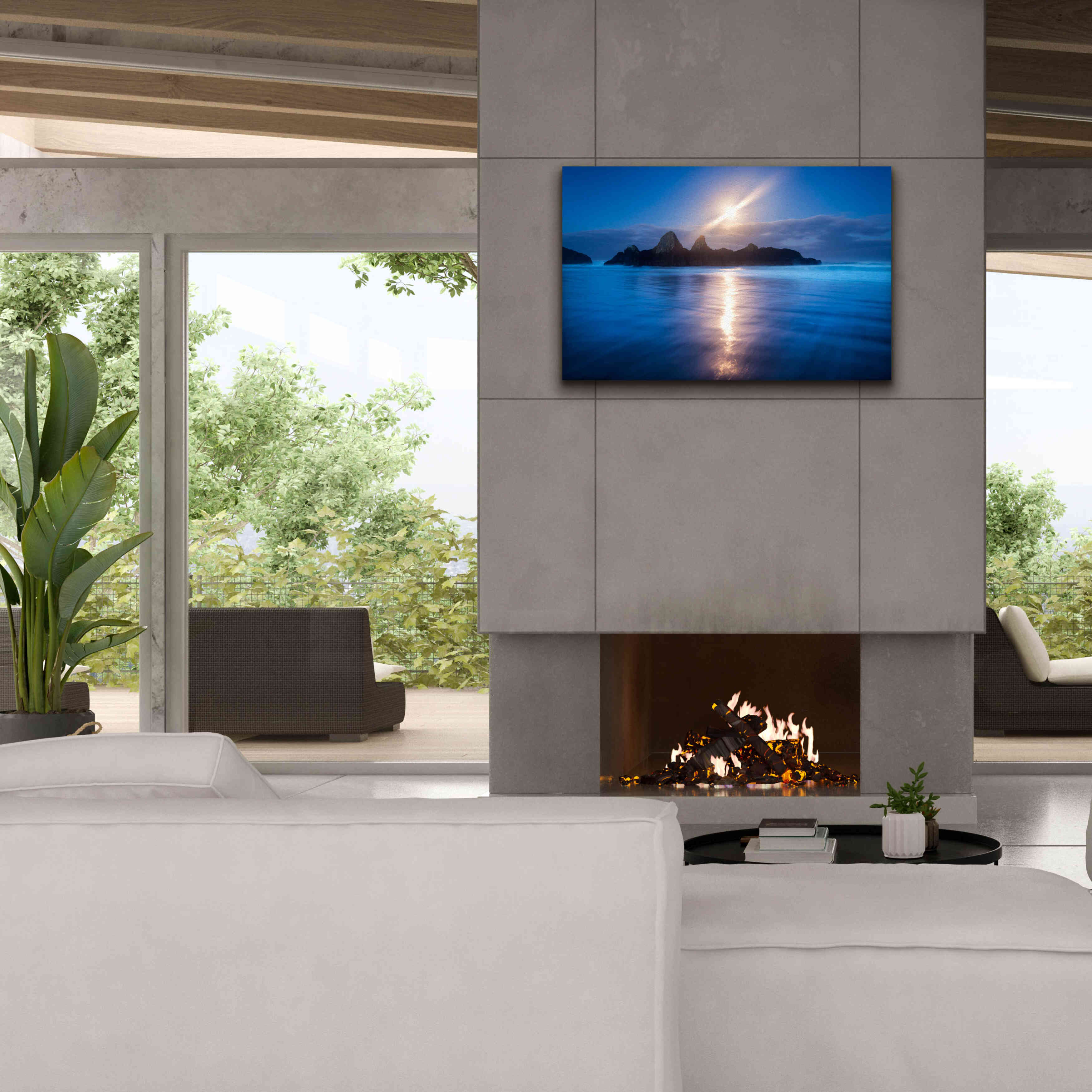 'Seal Rock Vert Moon Streak' by Thomas Haney, Giclee Canvas Wall Art,40 x 26