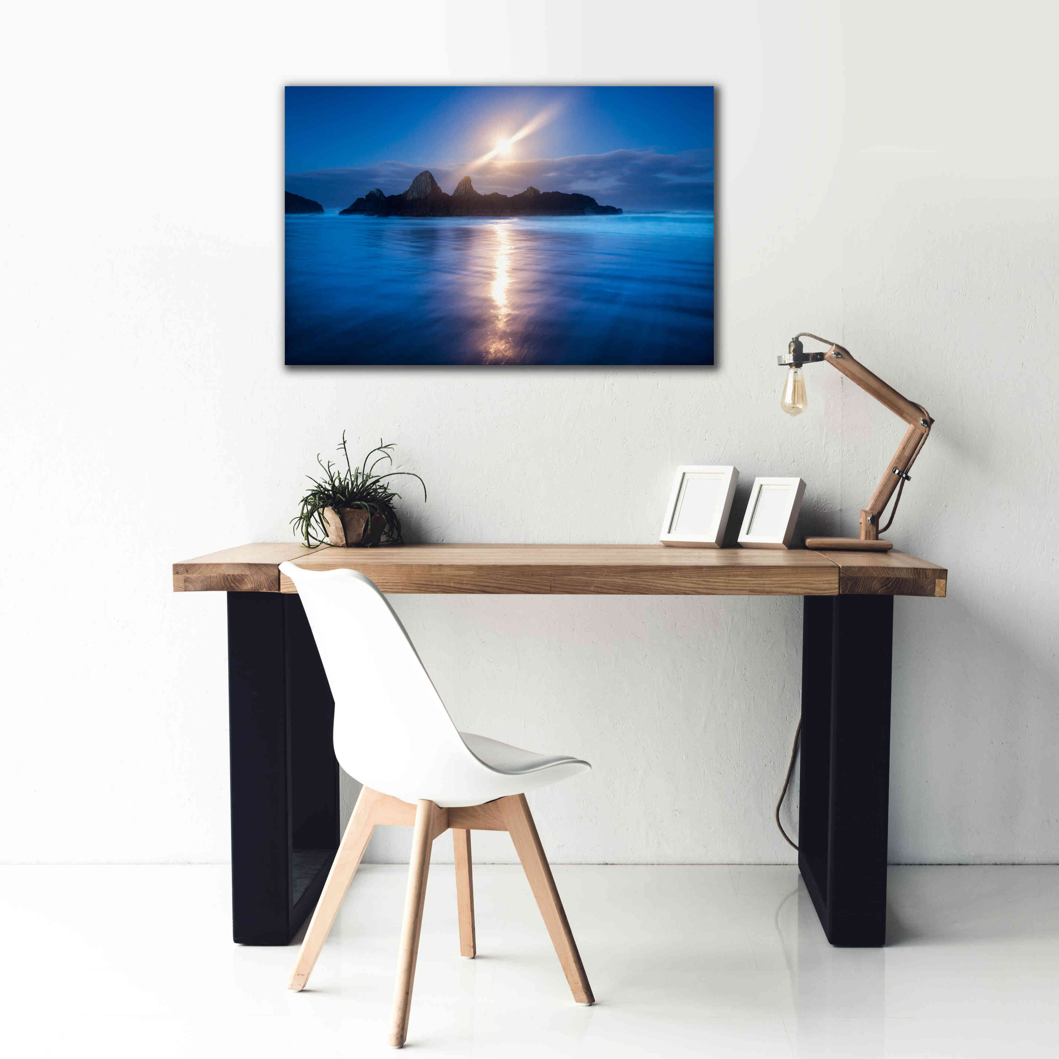 'Seal Rock Vert Moon Streak' by Thomas Haney, Giclee Canvas Wall Art,40 x 26