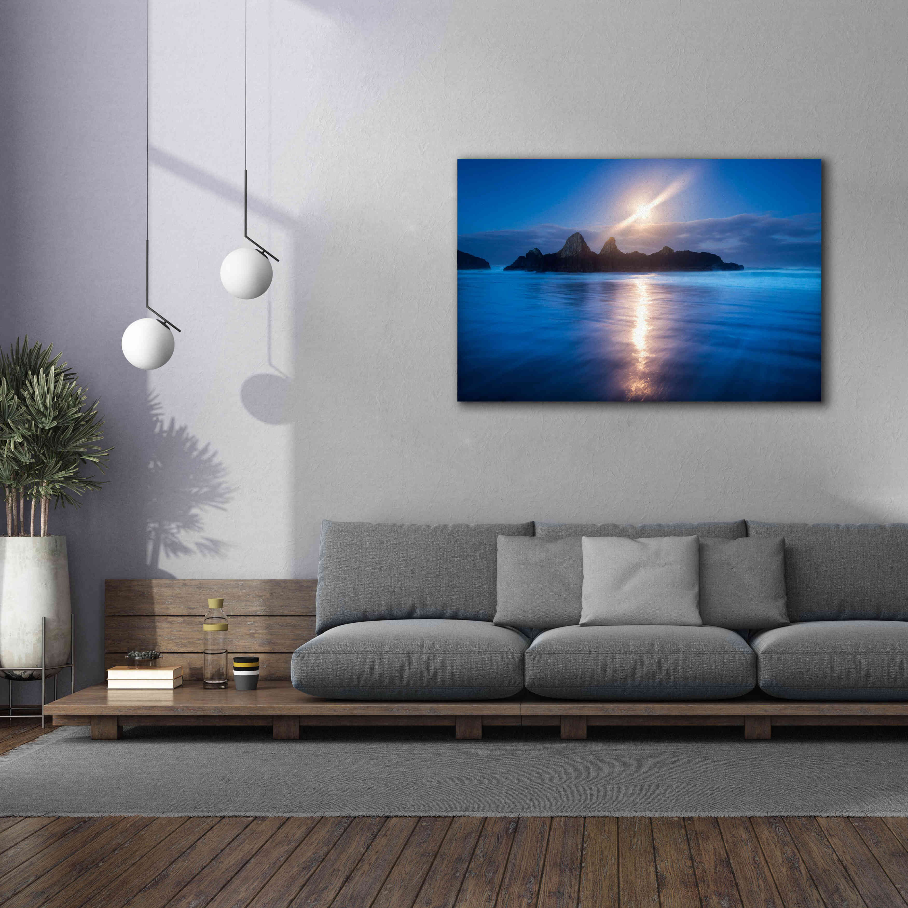 'Seal Rock Vert Moon Streak' by Thomas Haney, Giclee Canvas Wall Art,60 x 40