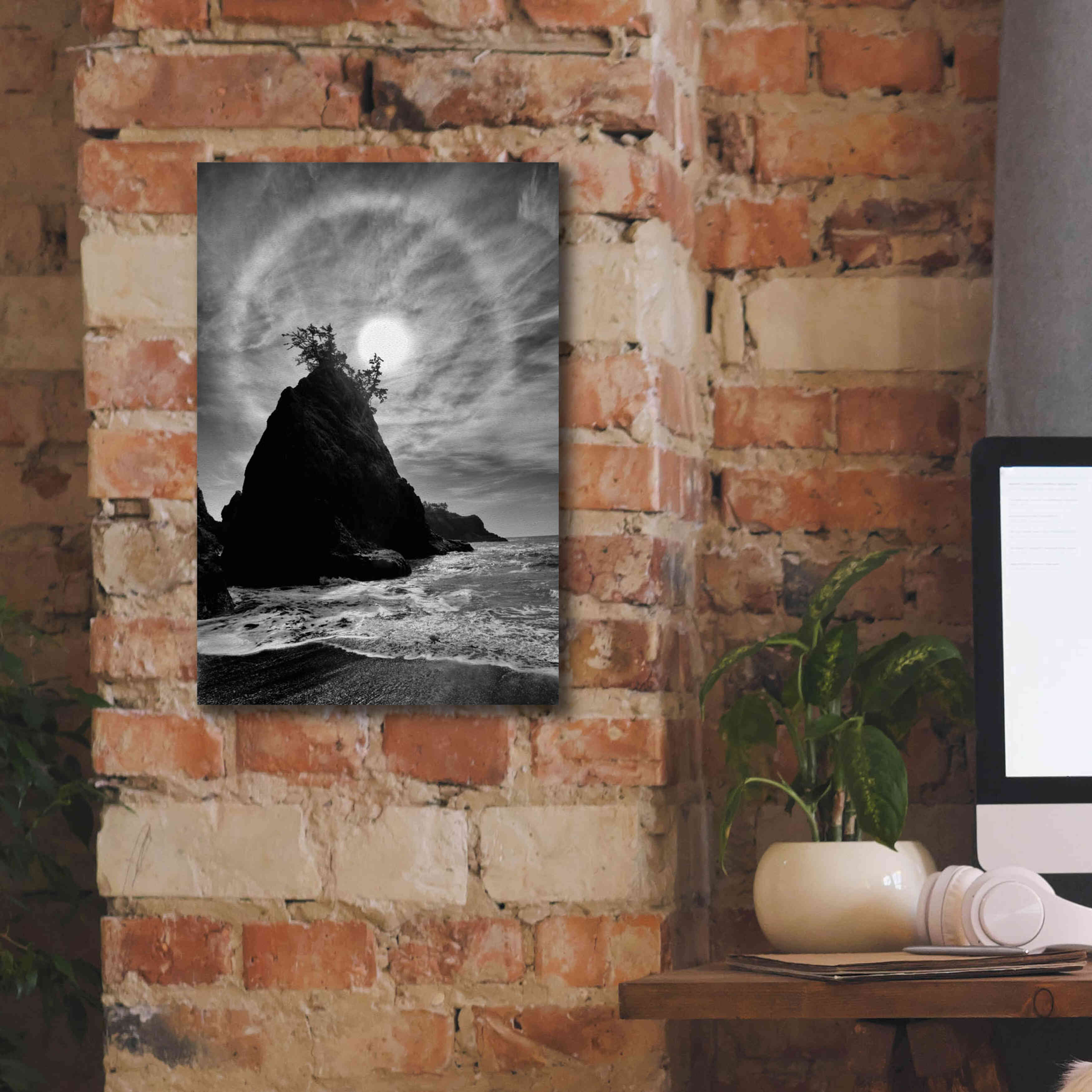 'Sun Halo 2 Proc B&W' by Thomas Haney, Giclee Canvas Wall Art,12 x 18