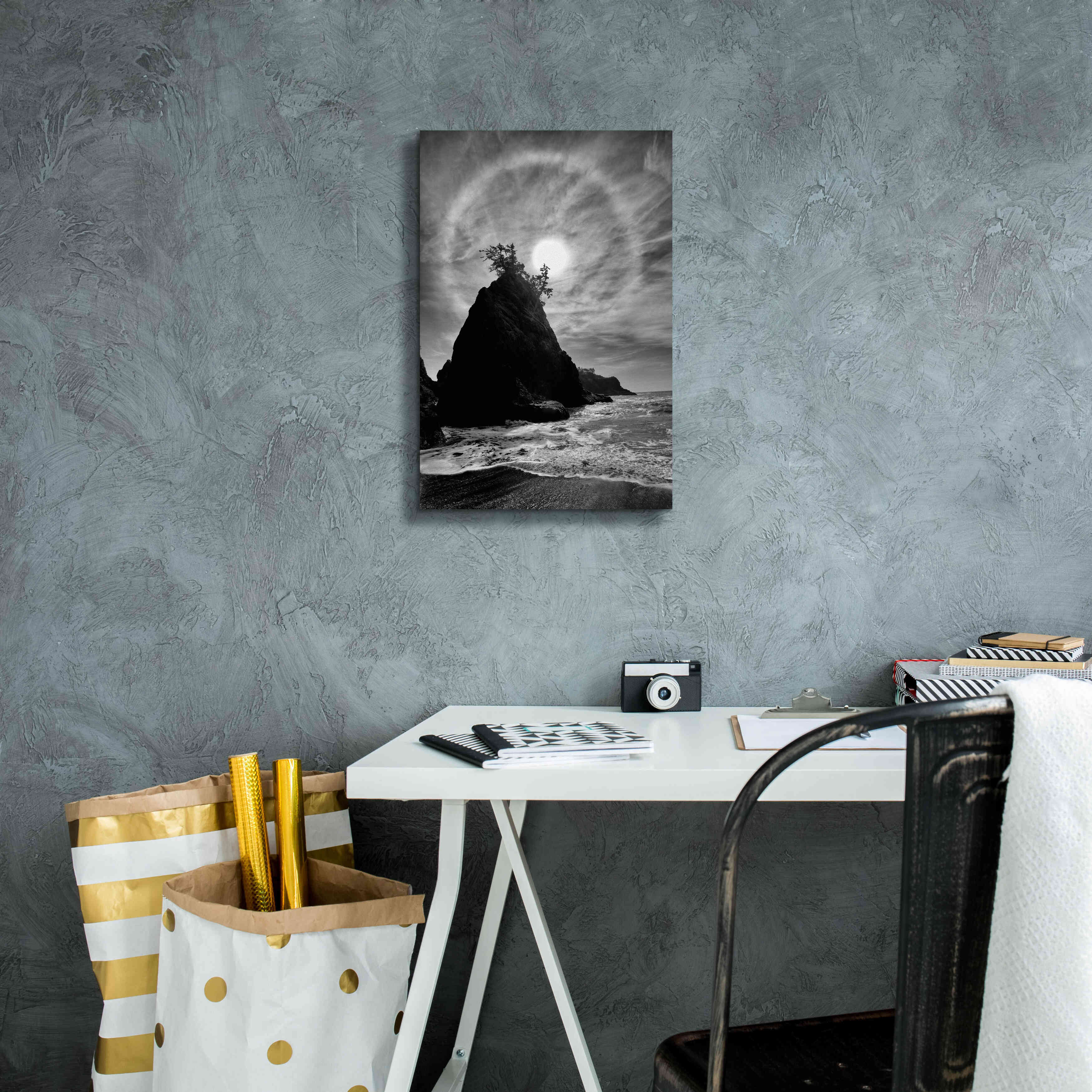 'Sun Halo 2 Proc B&W' by Thomas Haney, Giclee Canvas Wall Art,12 x 18