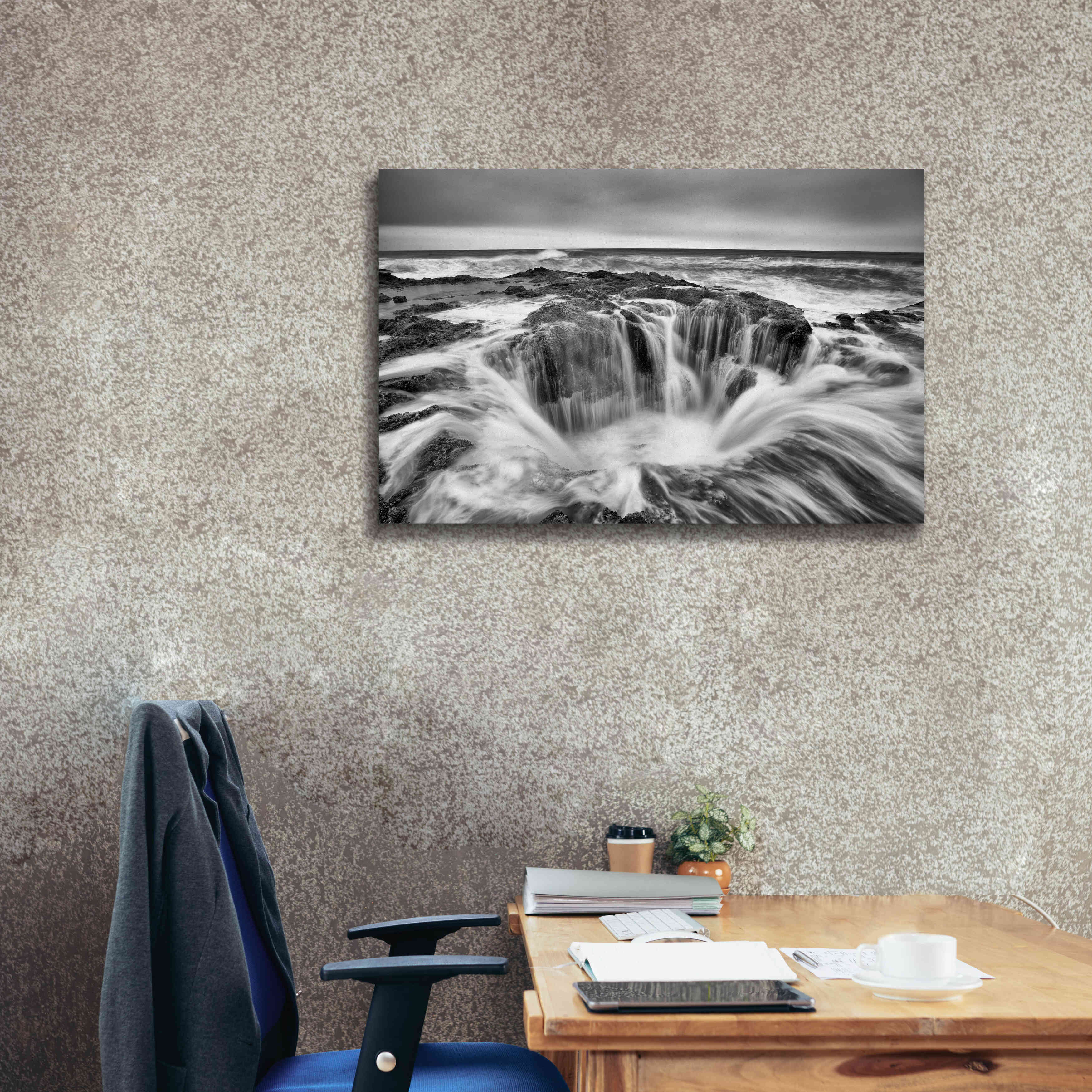 'Thors Well B&W' by Thomas Haney, Giclee Canvas Wall Art,40 x 26