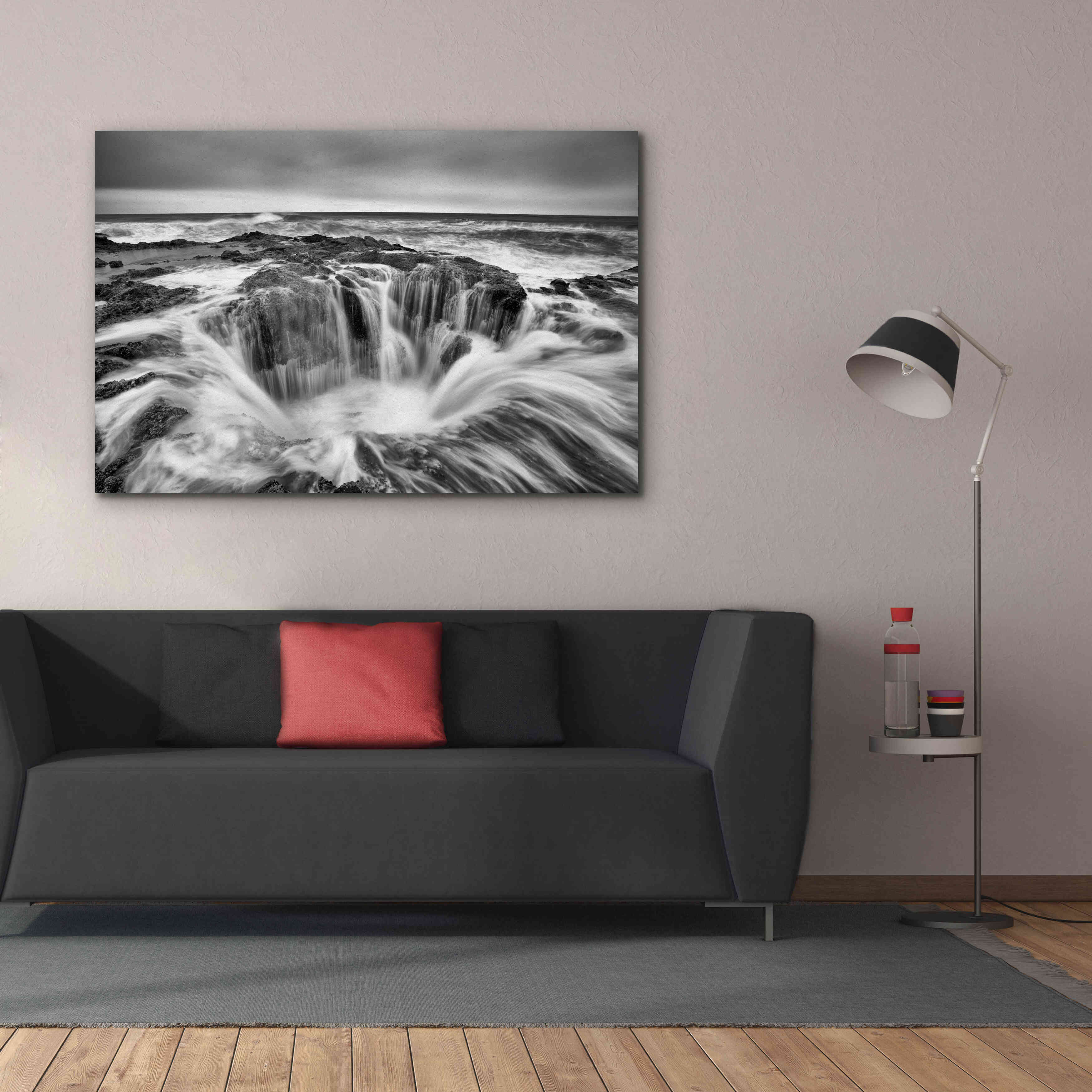 'Thors Well B&W' by Thomas Haney, Giclee Canvas Wall Art,60 x 40