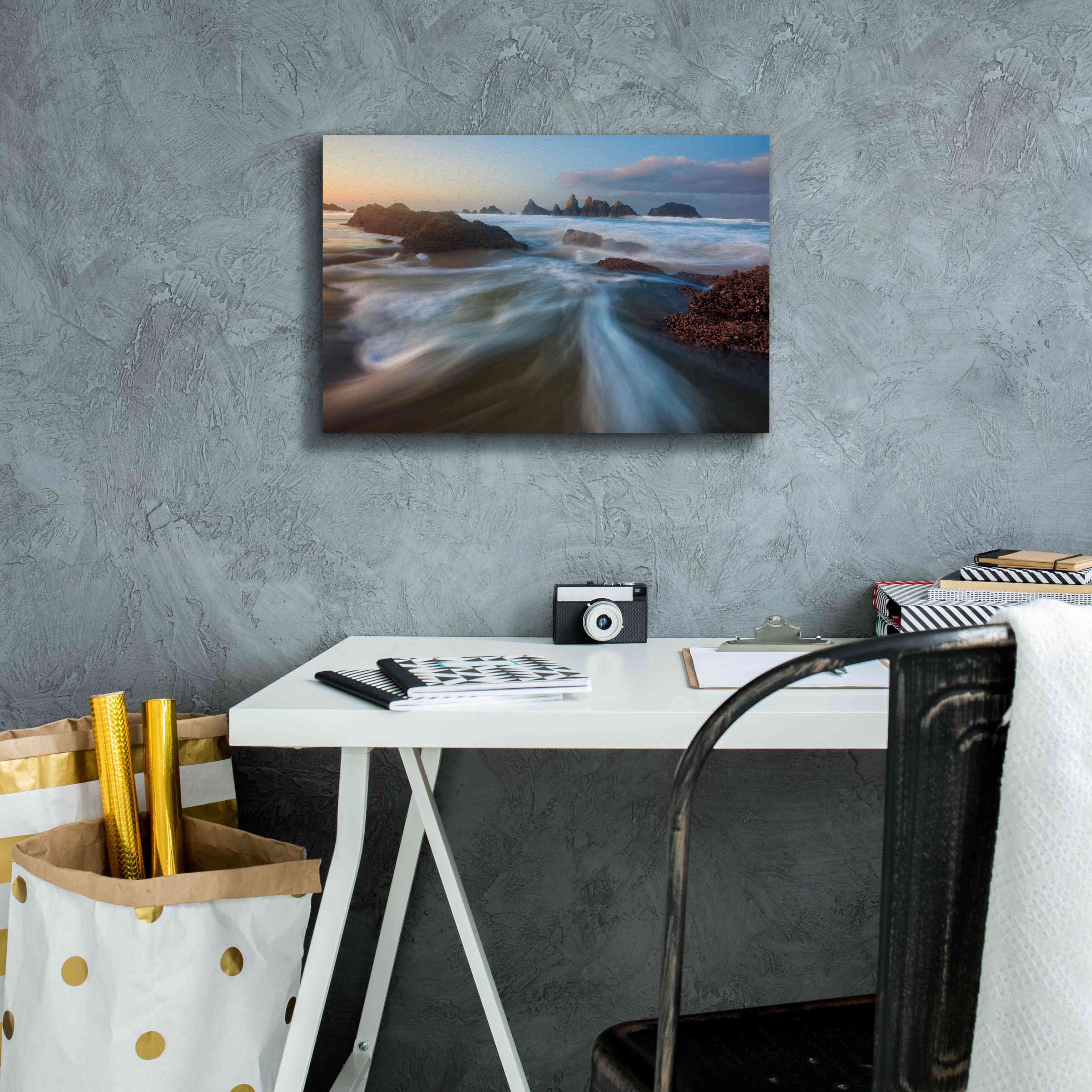 'Seal Rock Horiz Torrent' by Thomas Haney, Giclee Canvas Wall Art,18 x 12
