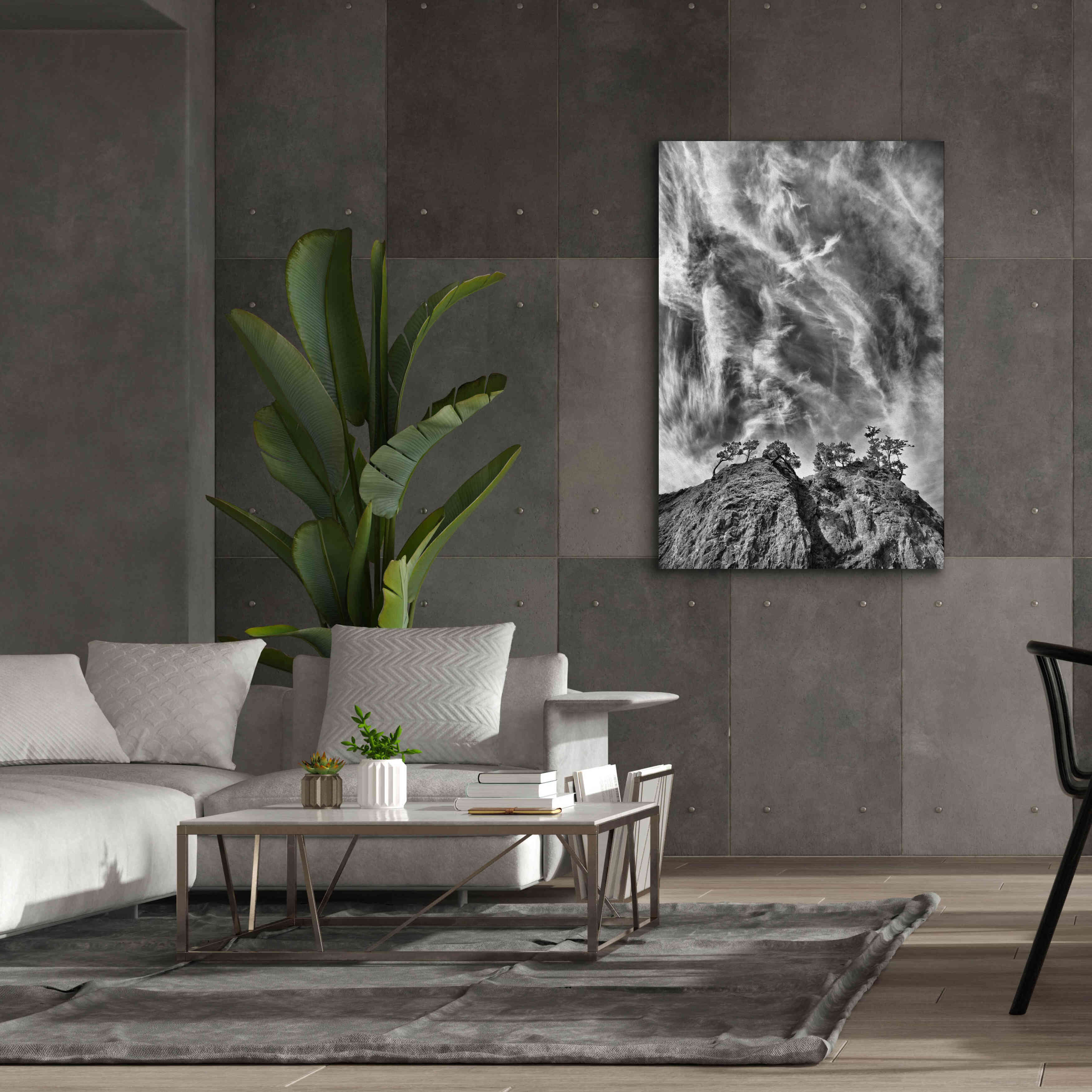 'Tree Island Clouds B&W Pushed' by Thomas Haney, Giclee Canvas Wall Art,40 x 60