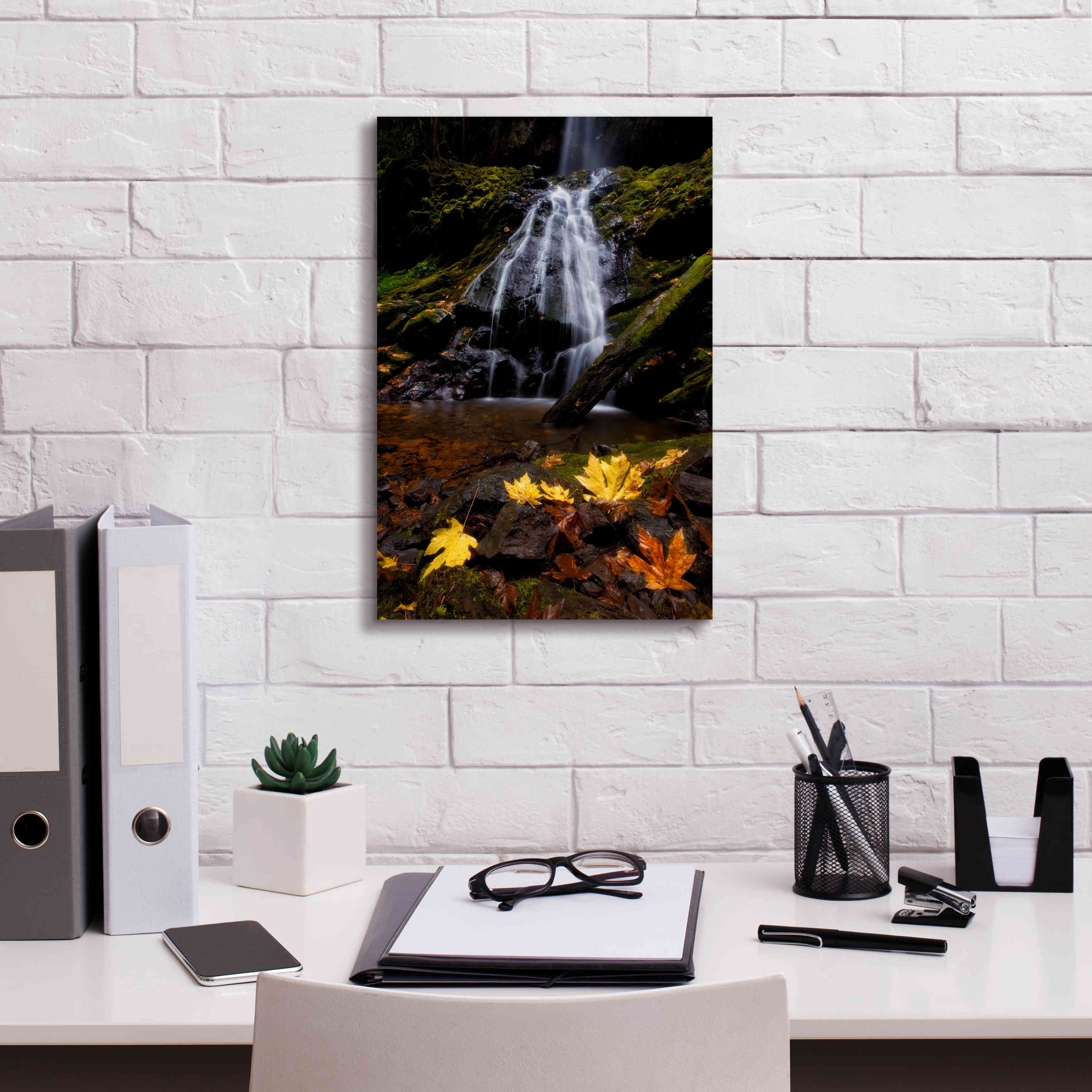 'Waterfall Maple Leaves' by Thomas Haney, Giclee Canvas Wall Art,12 x 18