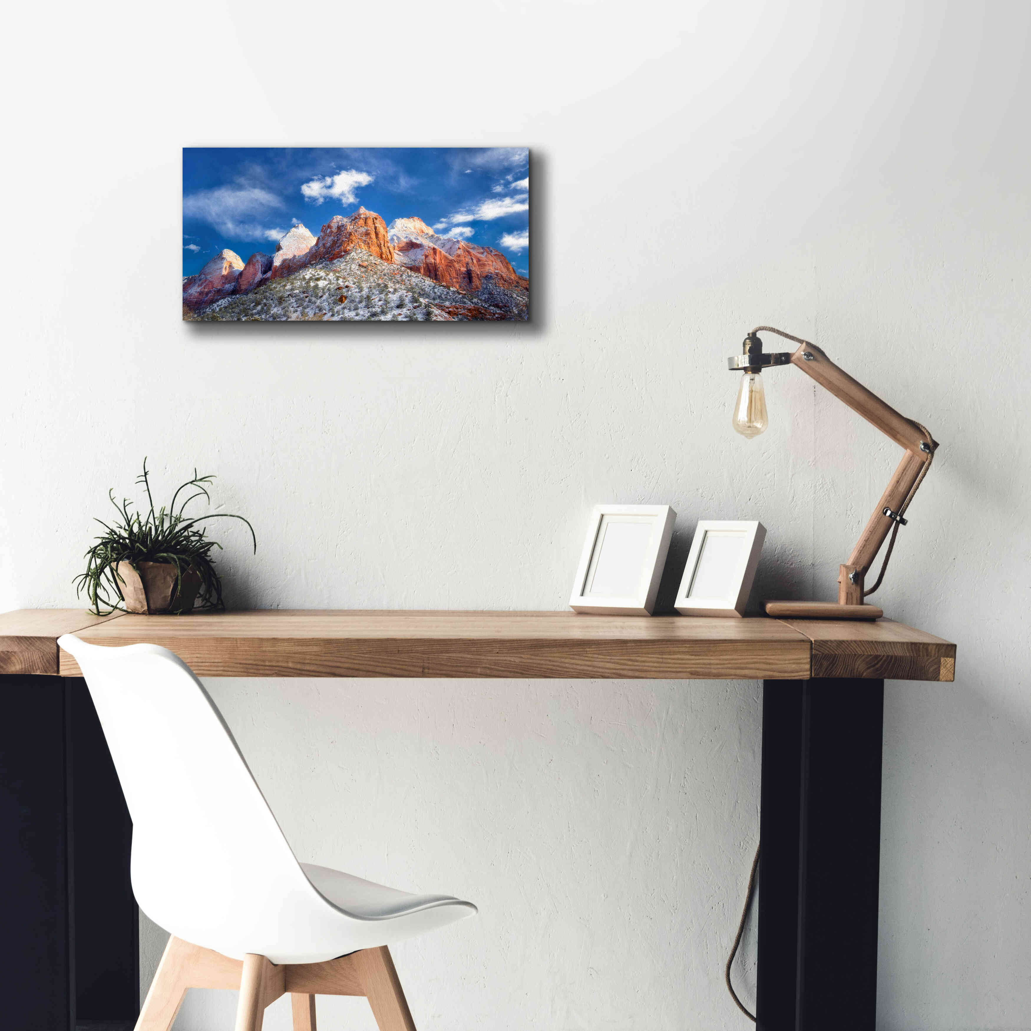 'Zion Mountain Clouds' by Thomas Haney, Giclee Canvas Wall Art,24 x 12