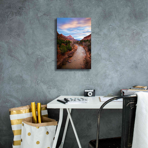 Image of 'Zion River Vert' by Thomas Haney, Giclee Canvas Wall Art,12 x 18