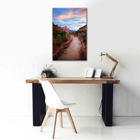 Image of 'Zion River Vert' by Thomas Haney, Giclee Canvas Wall Art,26 x 40