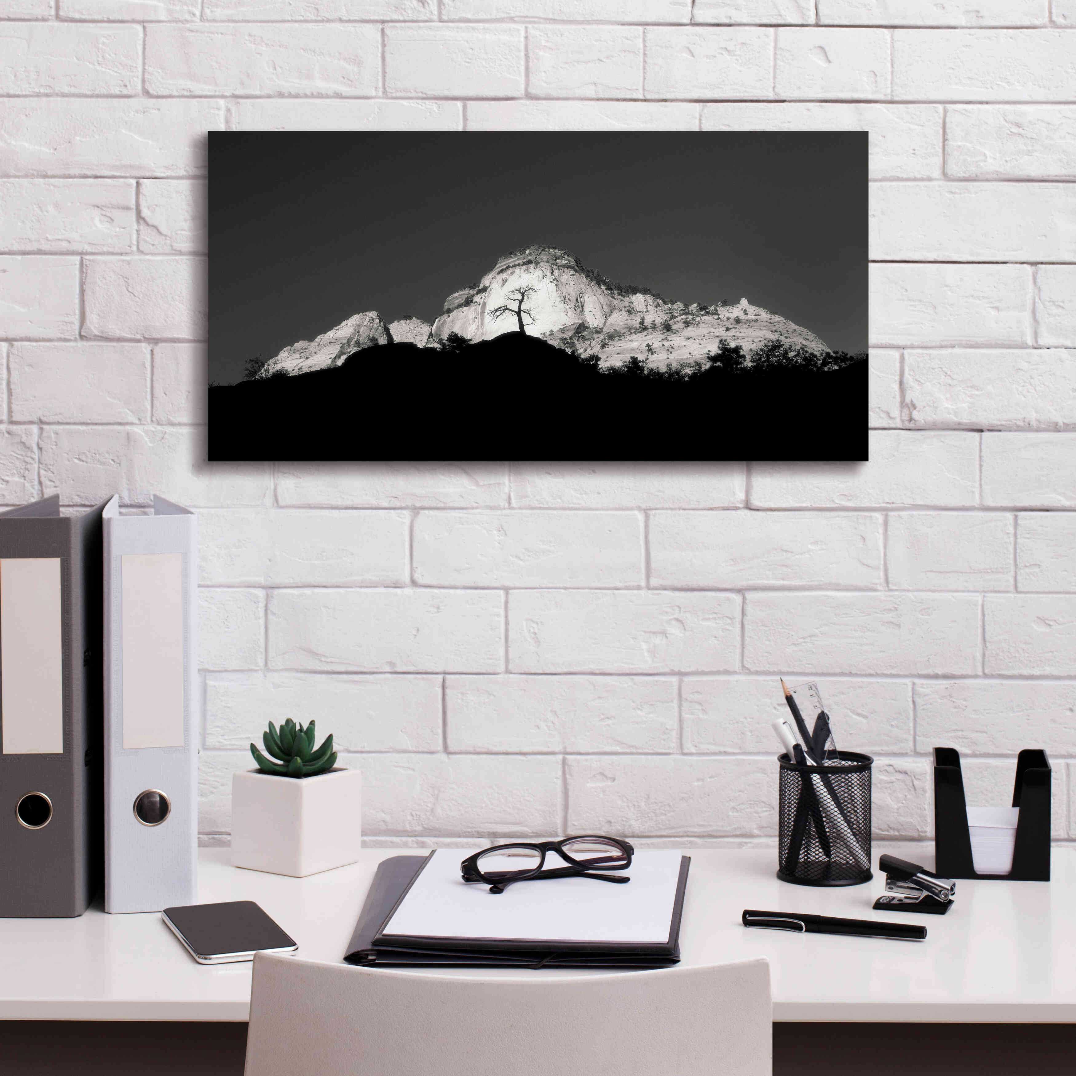 'Zion Tree Silhouette' by Thomas Haney, Giclee Canvas Wall Art,24 x 12