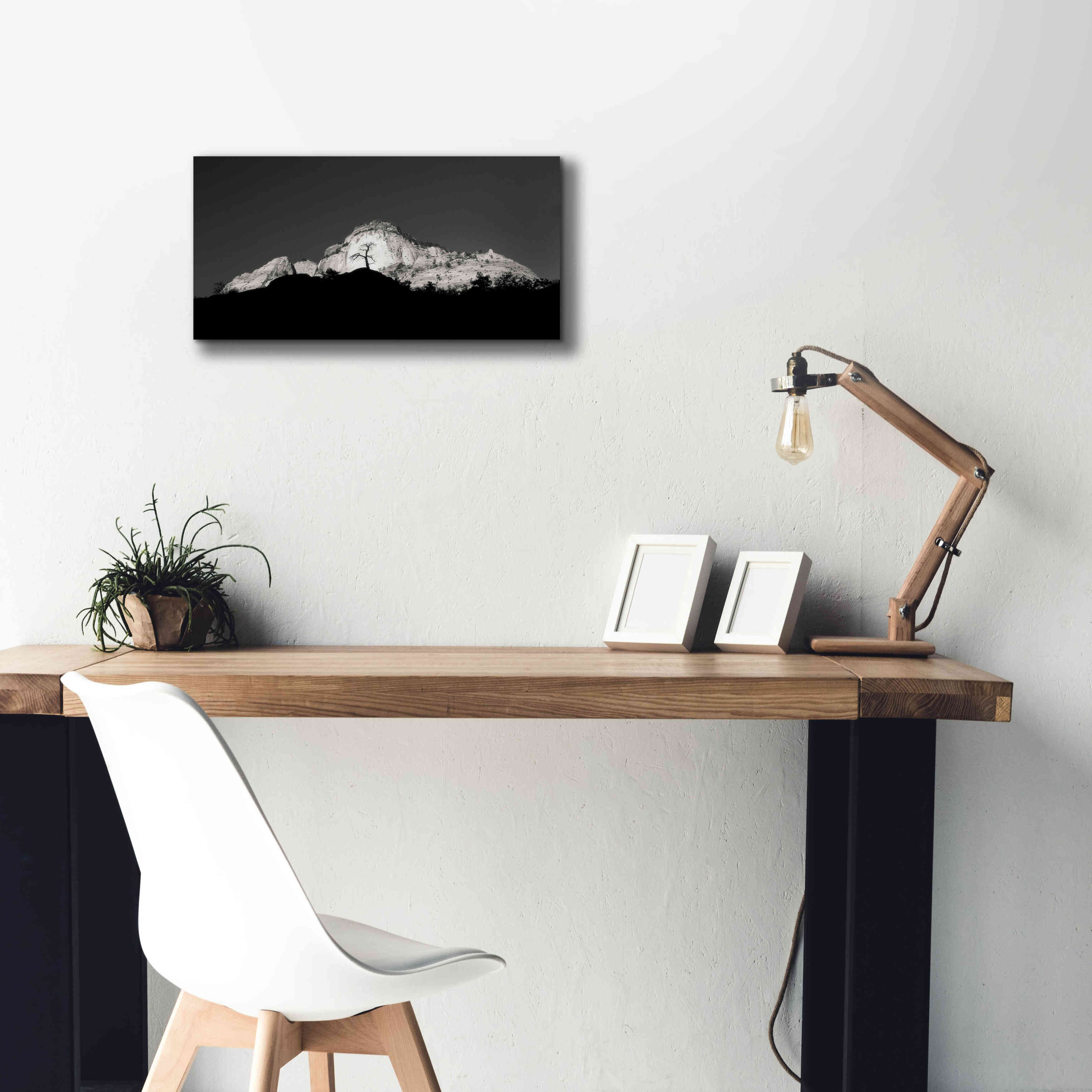 'Zion Tree Silhouette' by Thomas Haney, Giclee Canvas Wall Art,24 x 12