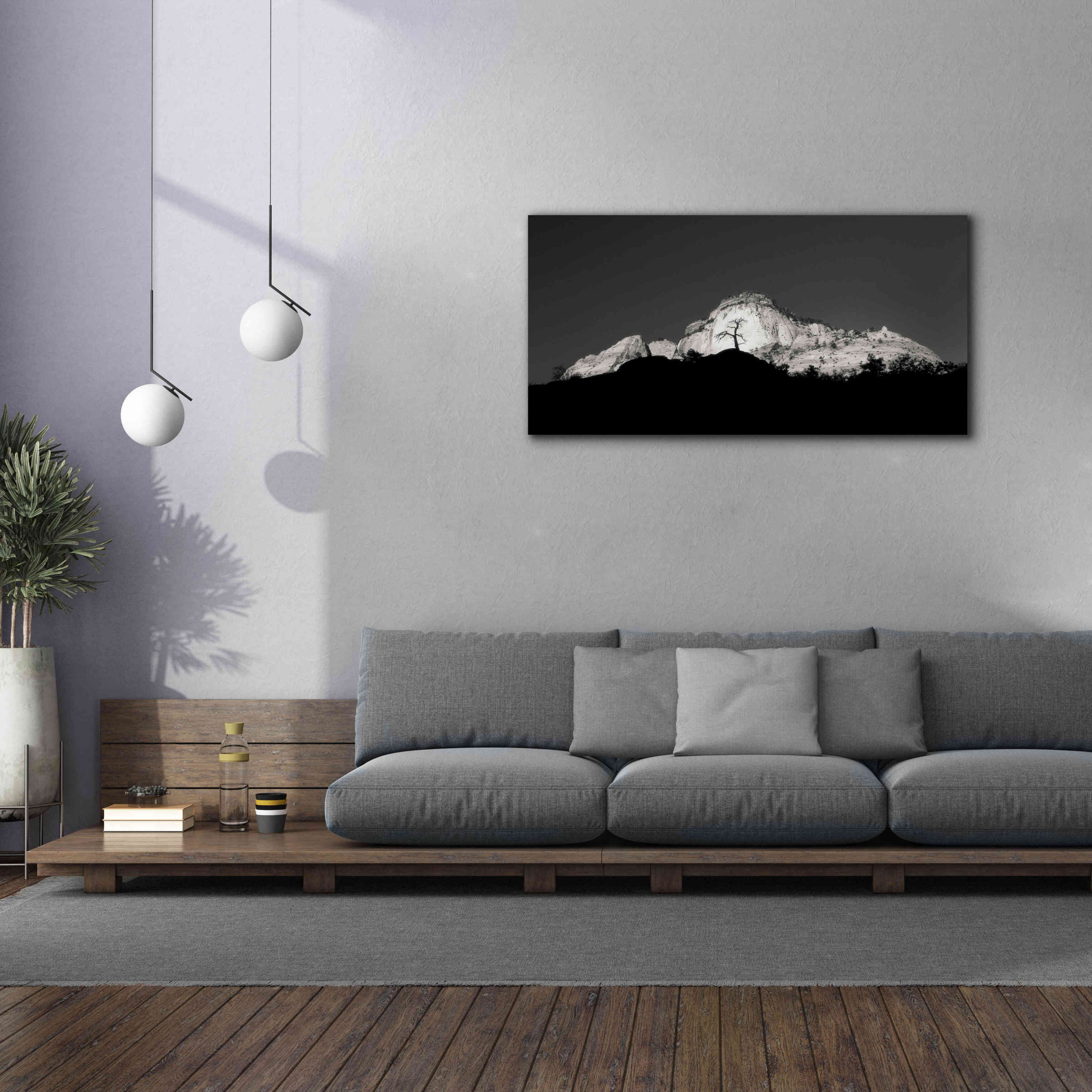 'Zion Tree Silhouette' by Thomas Haney, Giclee Canvas Wall Art,60 x 30