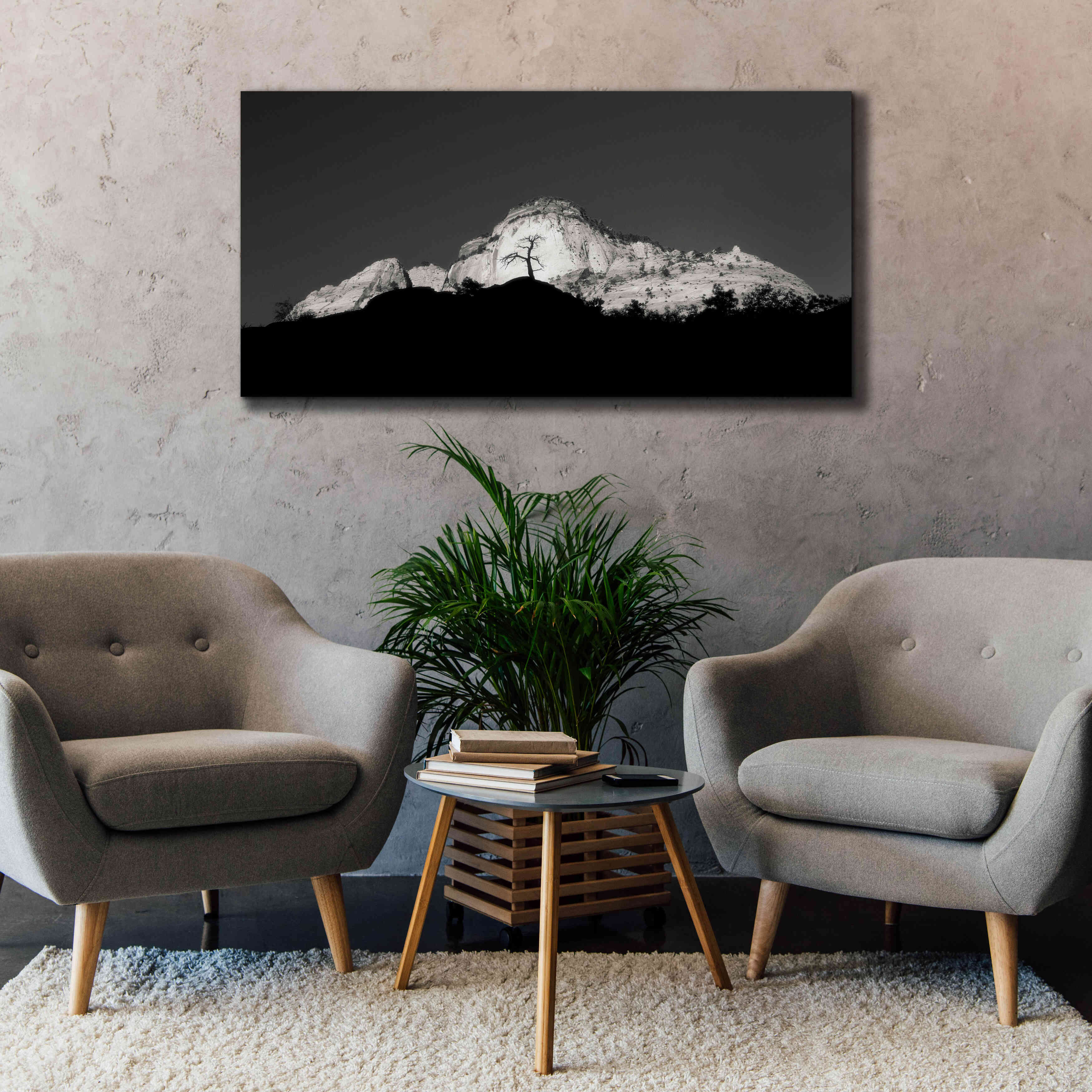 'Zion Tree Silhouette' by Thomas Haney, Giclee Canvas Wall Art,60 x 30