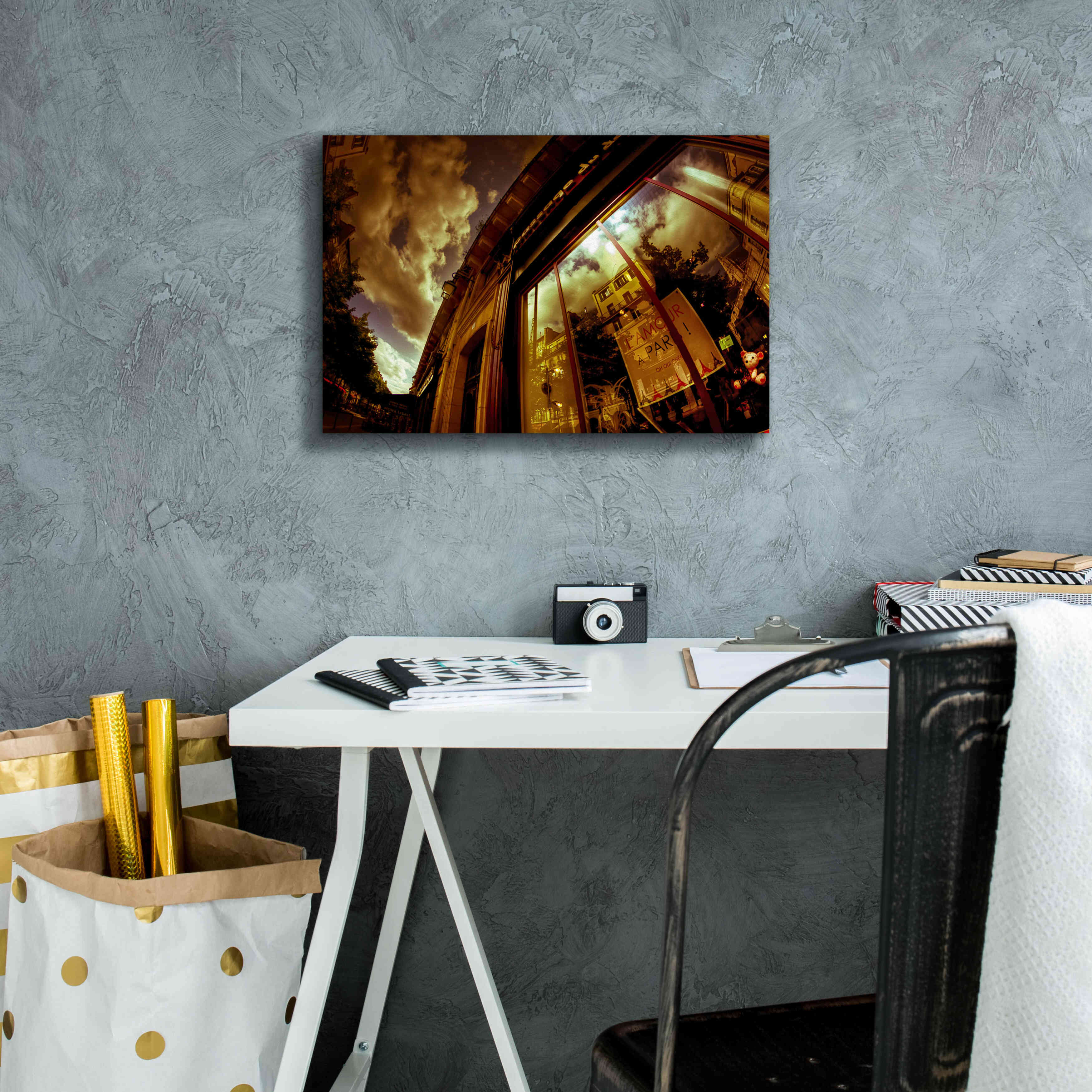 'Love In Paris' by Sebastien Lory, Giclee Canvas Wall Art,18 x 12