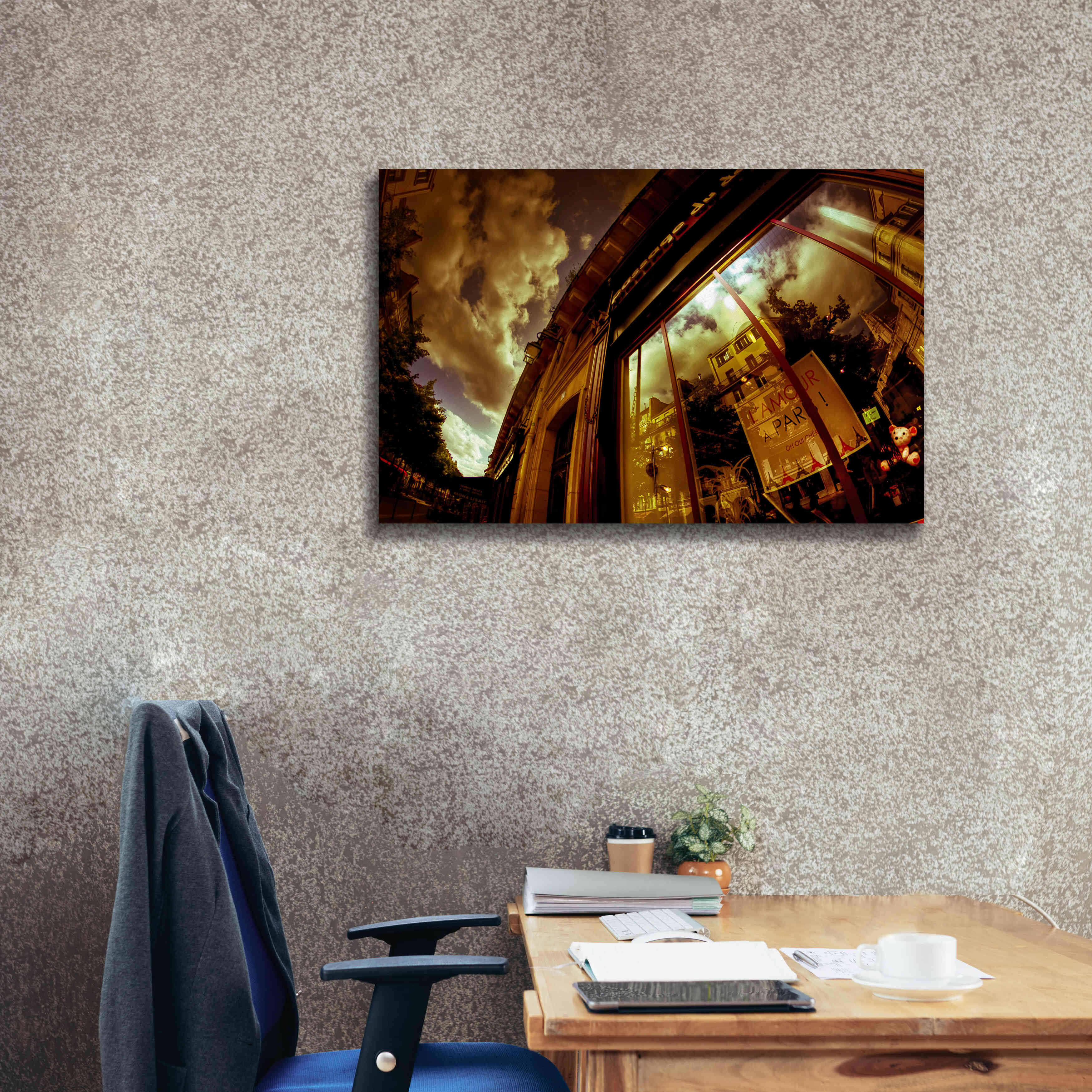 'Love In Paris' by Sebastien Lory, Giclee Canvas Wall Art,40 x 26